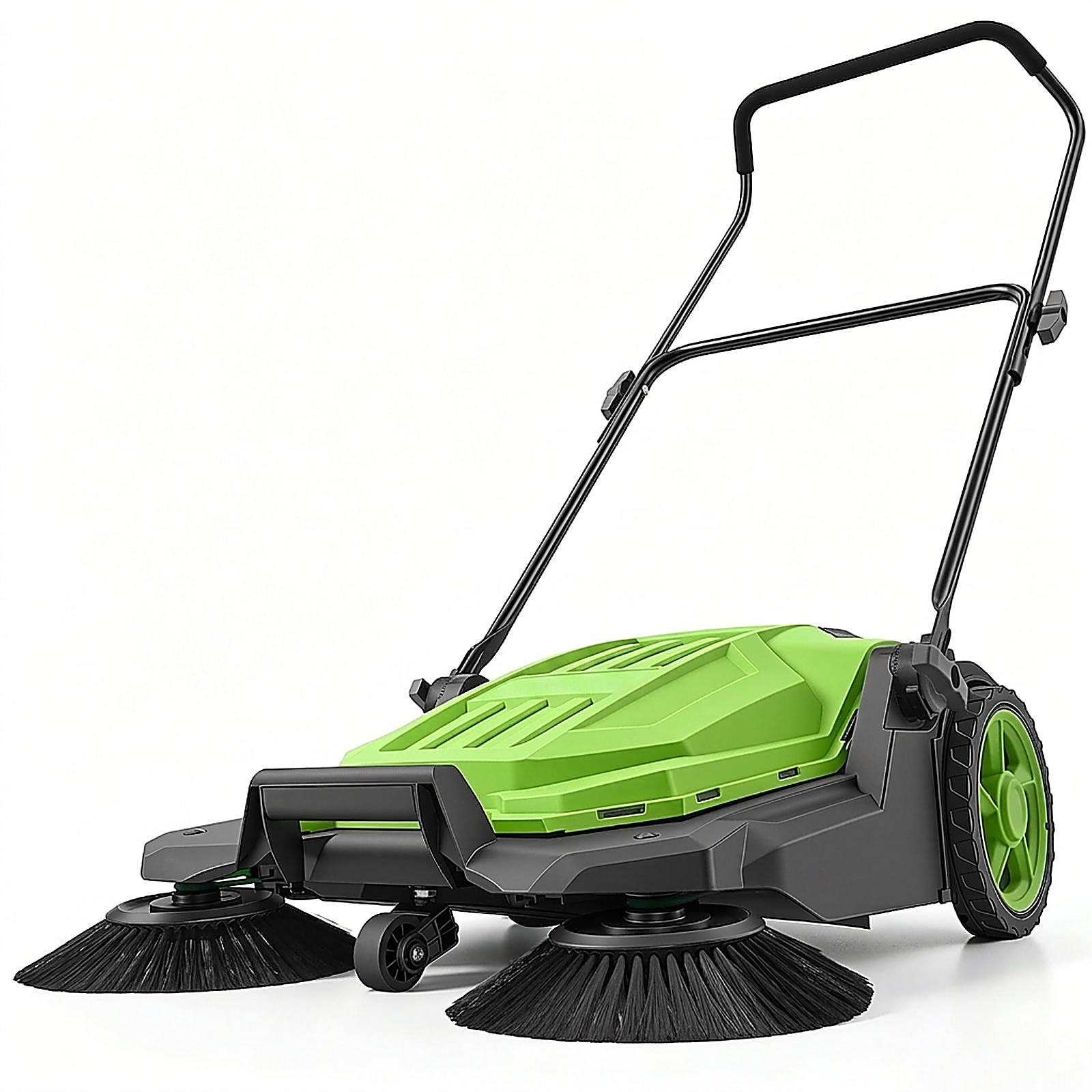 GIVIMO - 25.6-in Walk-Behind Manual Push Floor Sweeper Non-Electric Outdoor Sweeper with 5-Gallon...