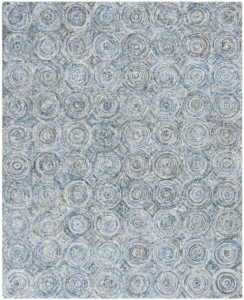 Blue Hand-Tufted Wool and Cotton 8' x 10' Area Rug