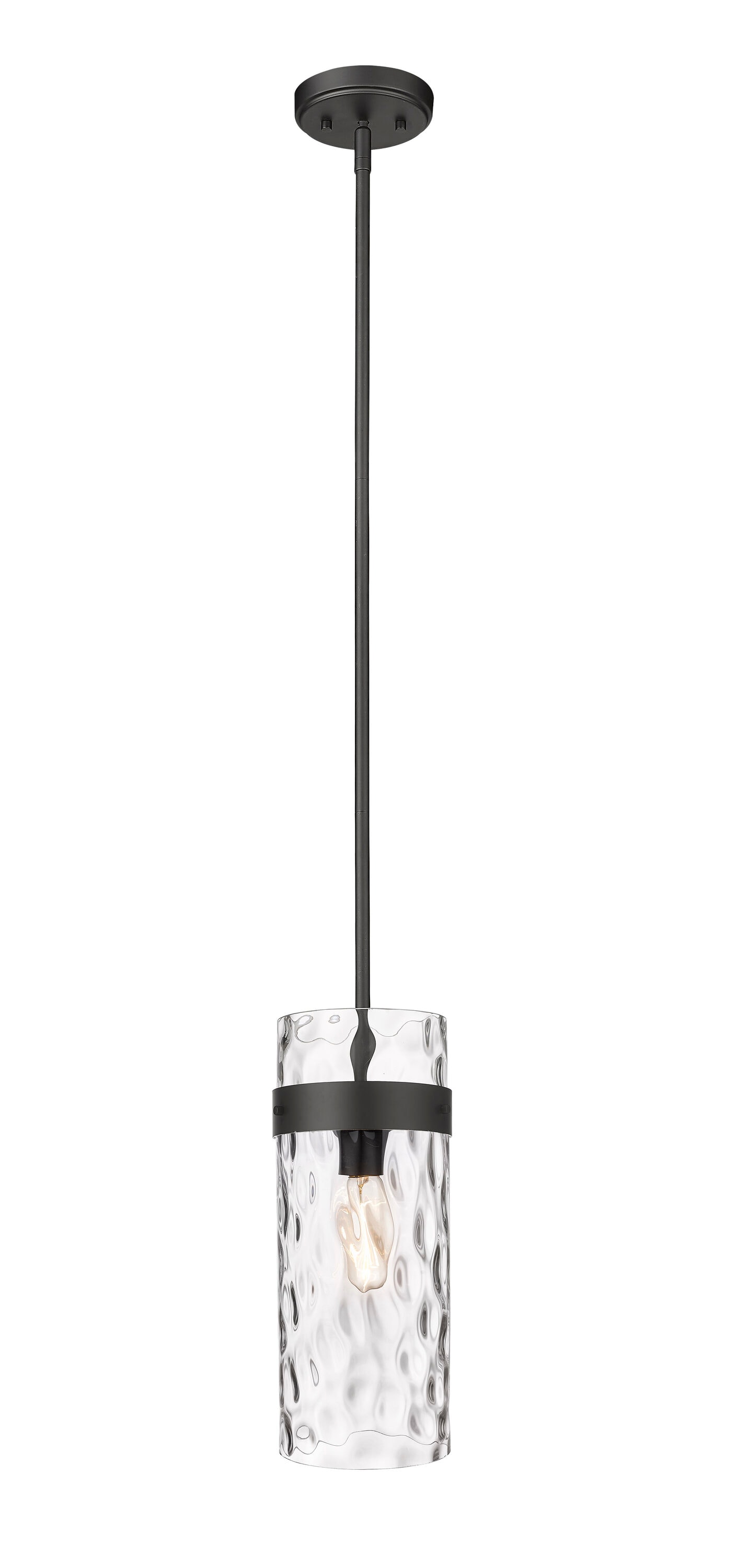 Fontaine Matte Black and Glass Indoor/Outdoor Pendant Light