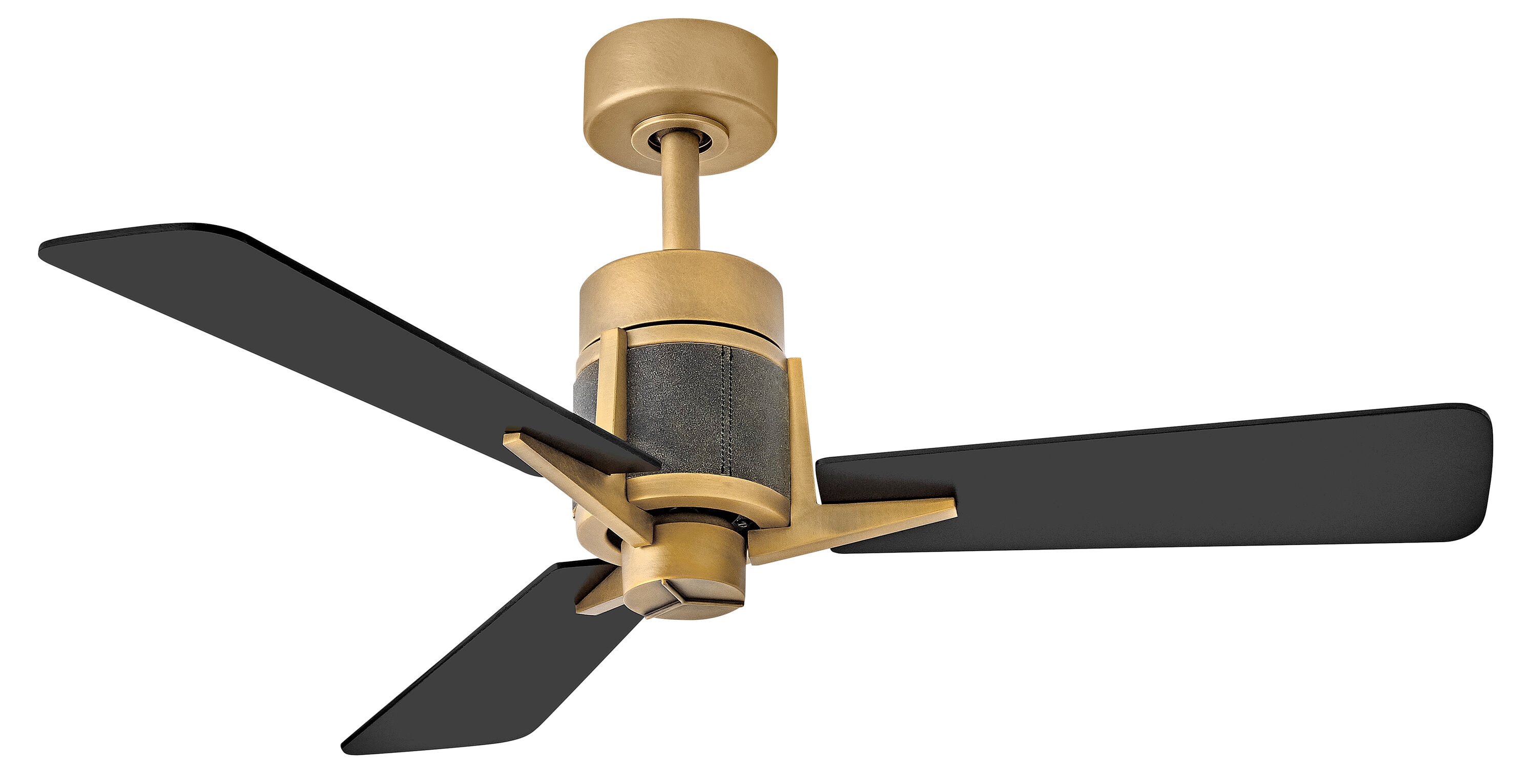 Hinkley 906242FHB-LDD Atticus 42-in Integrated LED Outdoor Smart Heritage Brass with Matte Black Blades Ceiling Fan With Light - Remote Included ( 3 -Blade )