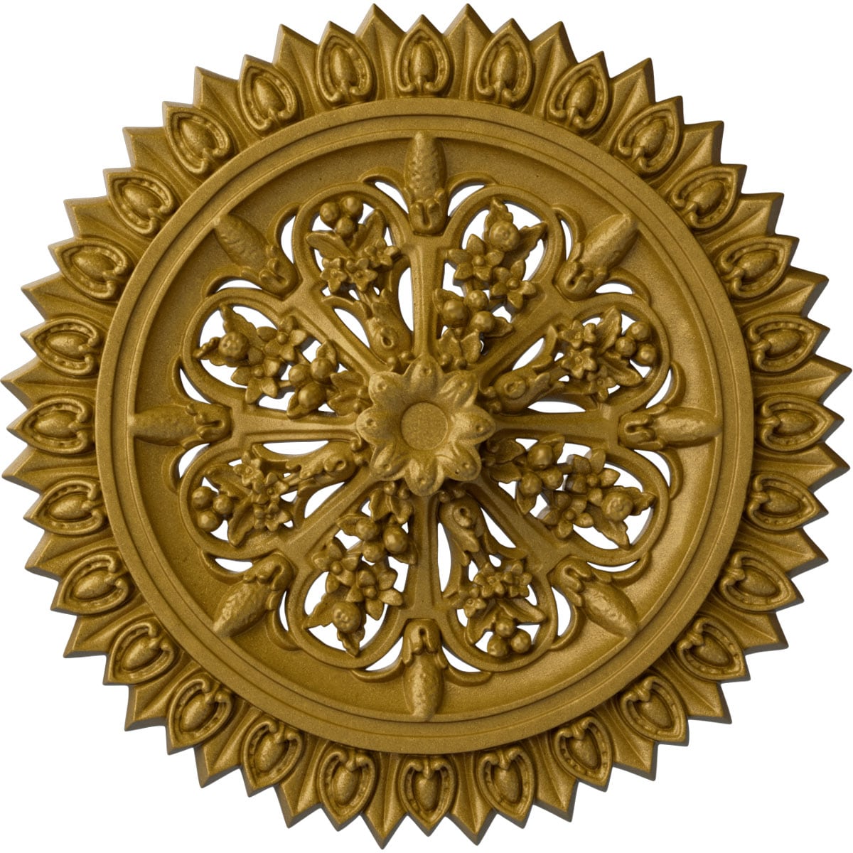 Ekena Millwork CM24LAPGS Lariah 24.75-in W x 24.75-in L Painted Pharaohs Gold Polyurethane Whole Ceiling Medallion