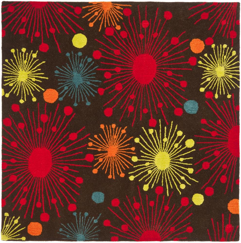 Safavieh SOH747B-6SQ Soho Mote 6 x 6 (ft) Tufted Wool Brown/Multi Square Indoor Abstract Area rug