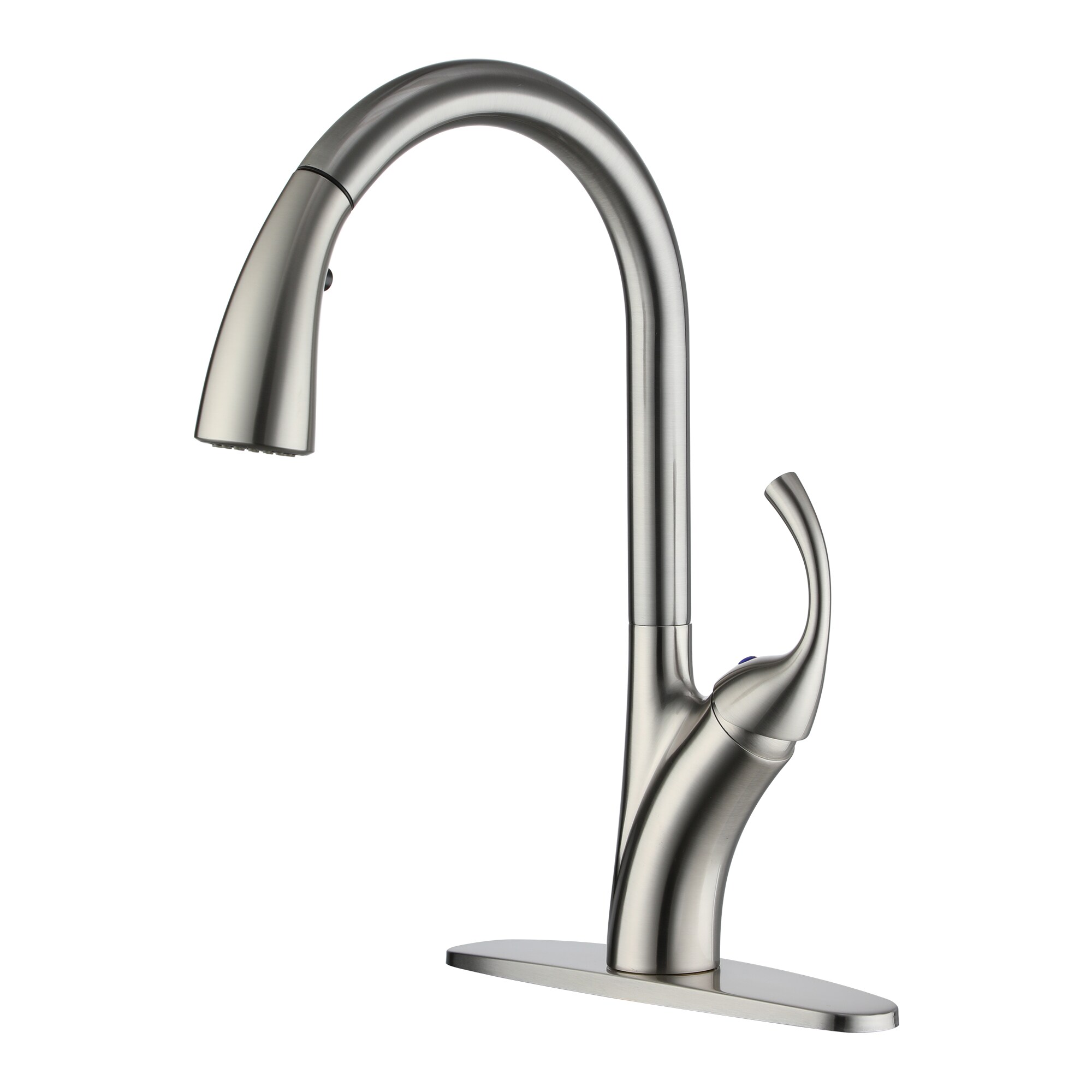 Mondawe AM-K149-BN Brushed Nickel Single Handle Deck-mount Pull-down Kitchen Faucet with Sprayer ( Deck Plate Included )