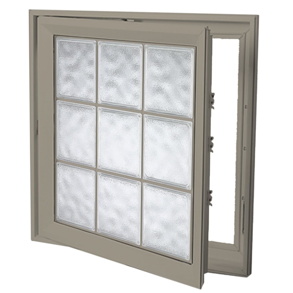 Hy-Lite 8CSUS2145DWGLH Frosted 21-1/2-in x 45-1/2-in x Driftwood Left-Handed Vinyl Casement Window Tempered Glass with Grids ( Full Screen Included )