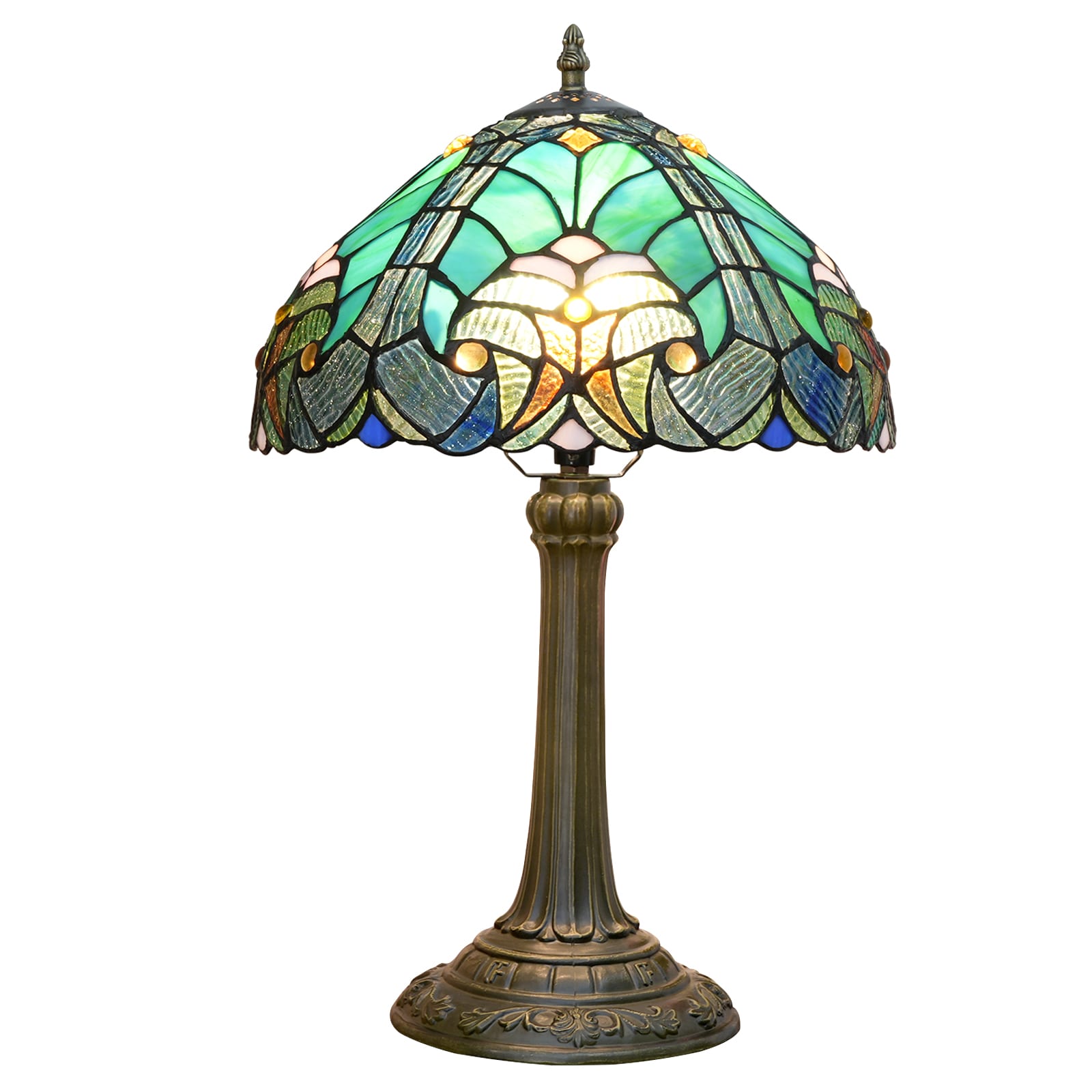 Medunjess LSOF1000-12 Table lamp 6.85-in Multi LED Incandescent On/Off switch Table Lamp with Glass Shade