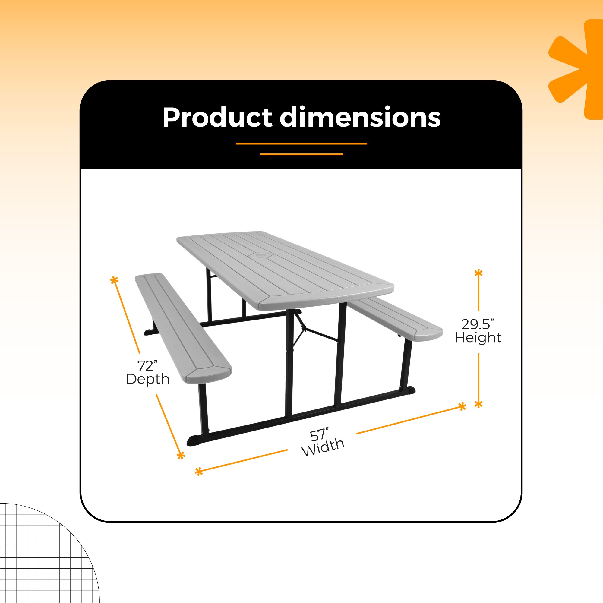 Hampden Furnishings HMDPT3072BK-GY Picnic-Tables - View #3