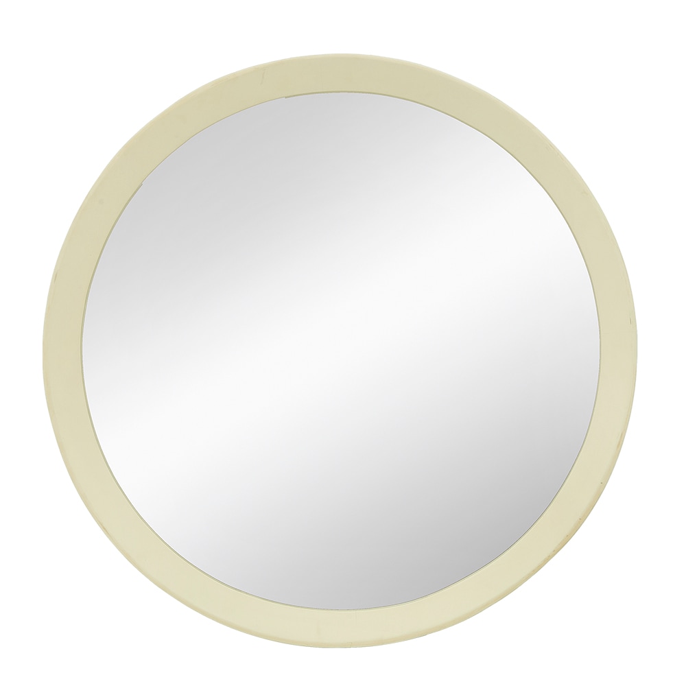 Cream Round Mango Wood Porthole Wall Mirror