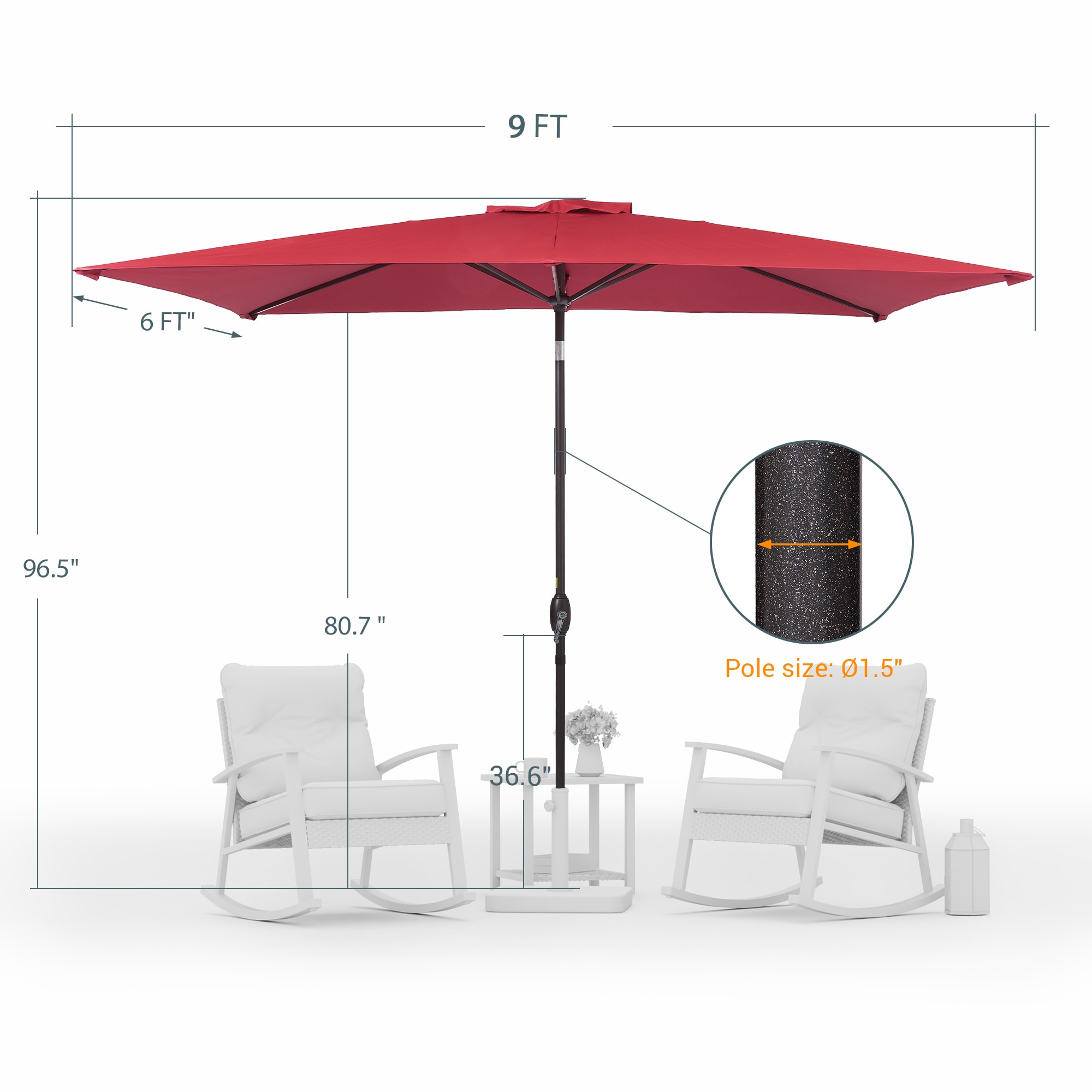 Sonkuki 9-ft Steel Red Push-button Tilt Market Patio Umbrella in the ...