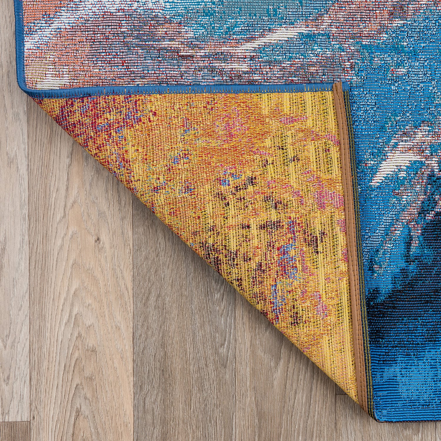 Cosmic Galaxy Red and Blue Rectangular Synthetic Rug 5' x 7'
