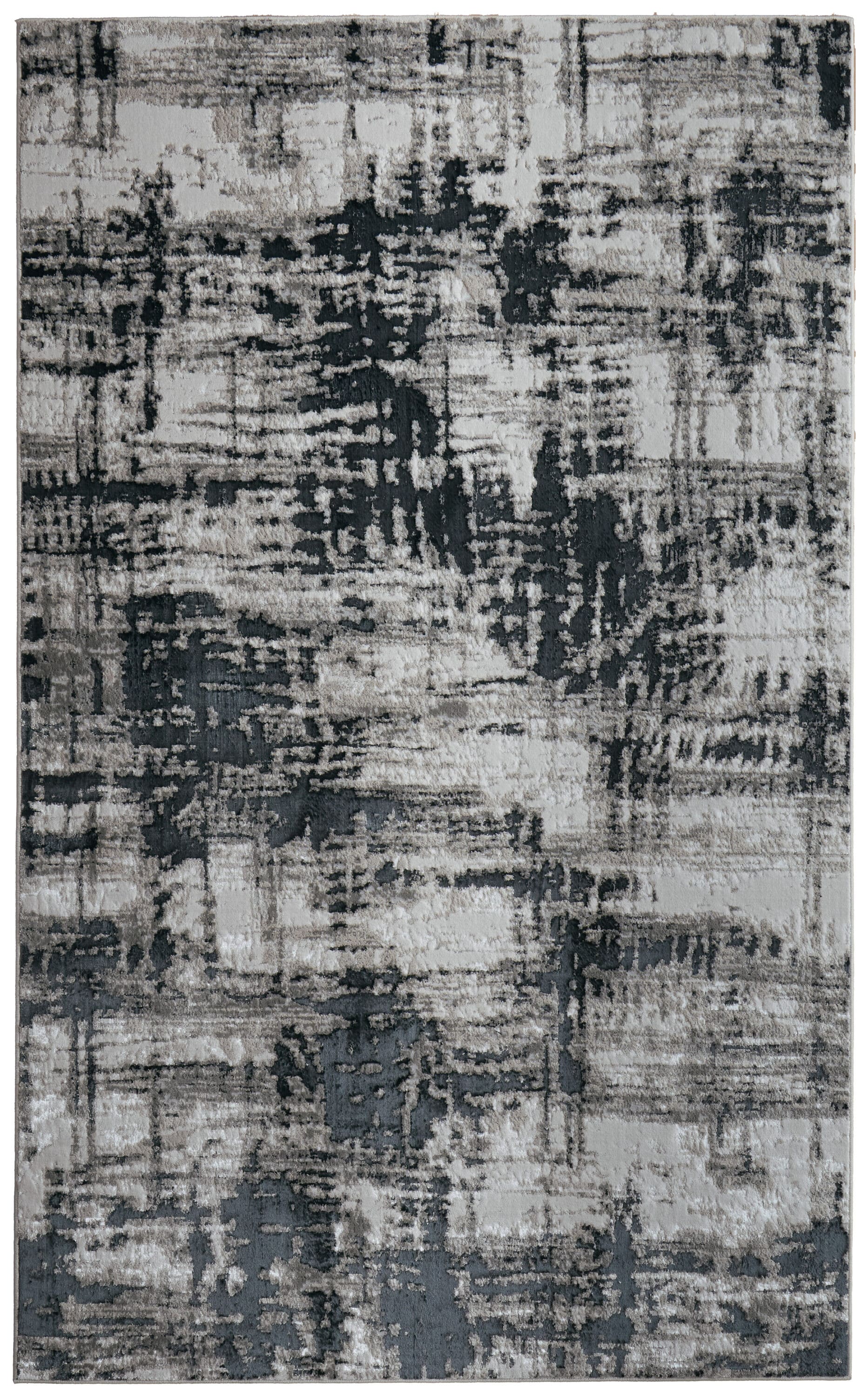 Room Envy 694R3339BLK000C07 4 x 6 (ft) Loomed Polyester Black/White/Gray Rectangular Indoor Abstract Area rug