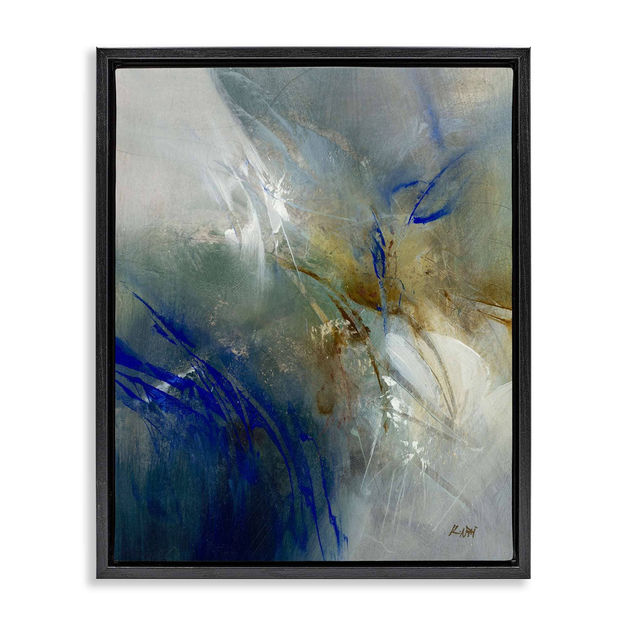 Stupell Industries BS-620-FFB-24X30 Blue and Neutrals Distortion Floating Frame design by K. Nari