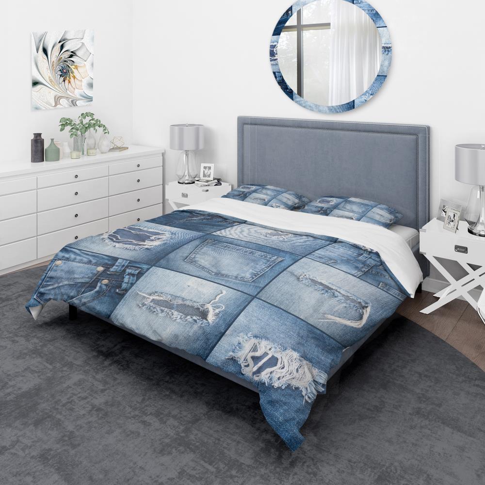 Designart BED19094-K 3 -Piece Blue King Duvet cover Set