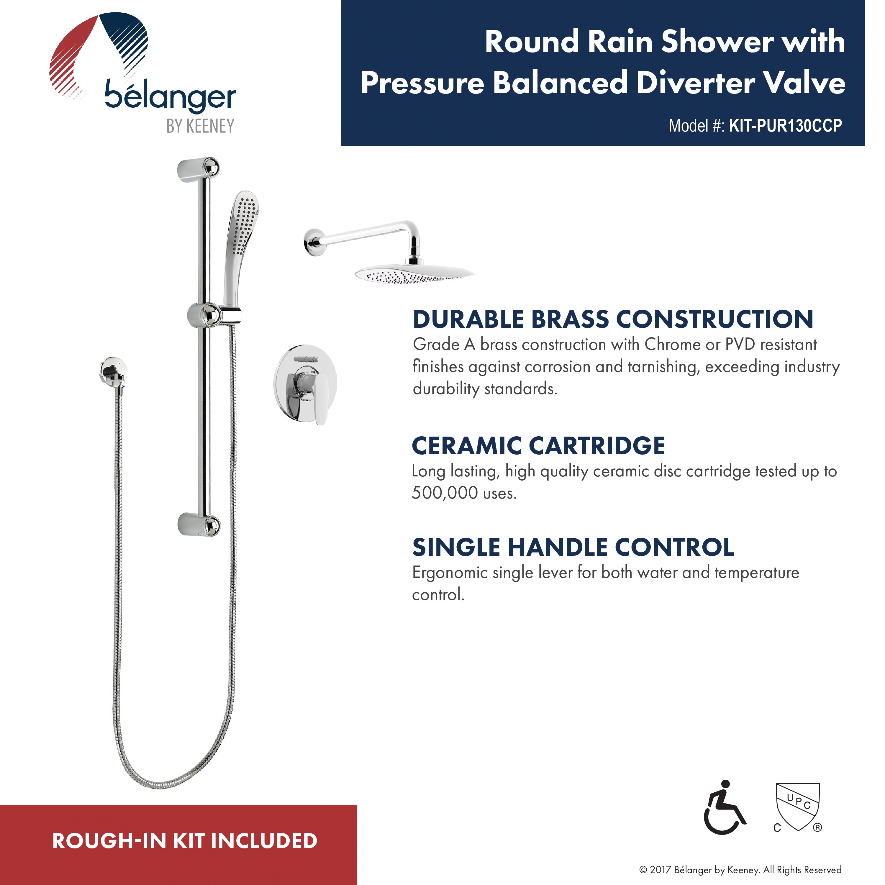 Belanger PUR Polished Chrome 1-handle Single Function Round Shower ...