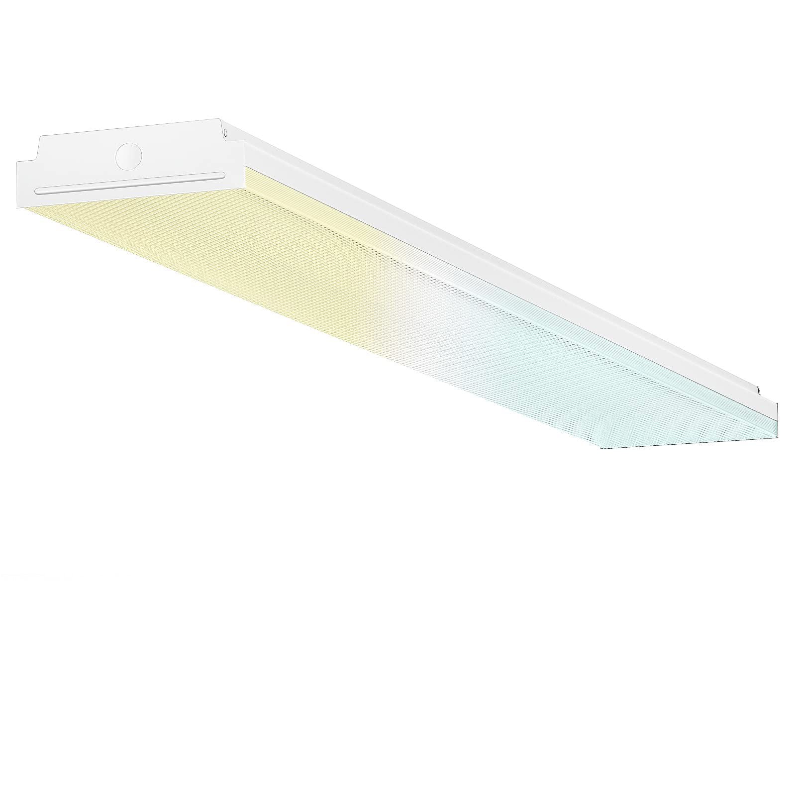 Etokfoks  dimmable 4FT LED wraparound flush mount fixture selectable 30W 40W 50W 3500 to 5500LM 3000K 4000K 5000K lightweight 1 pack
