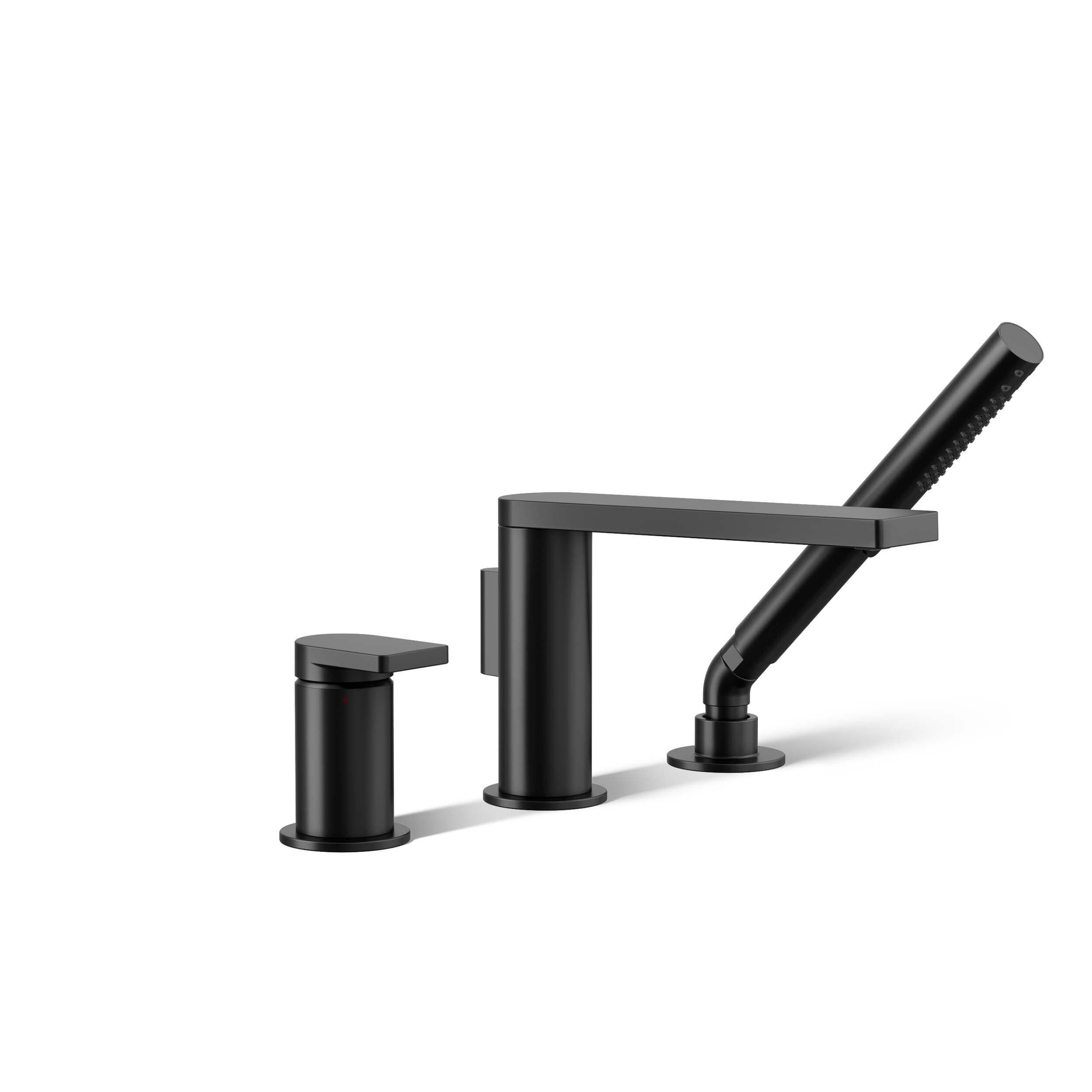 KOHLER K-73078-4-BL Composed Matte Black 1-handle Deck-mount Roman Low-arc Bathtub Faucet with Hand Shower ( Valve Included )