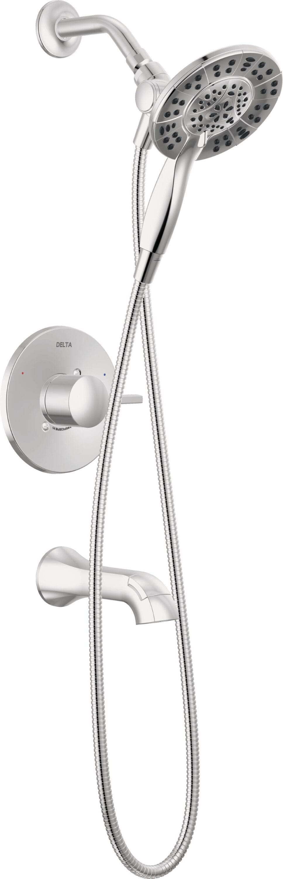 Delta T144855-I Albion Chrome 1-handle Multi-function 6.0-Inches Round Bathtub and shower Faucet
