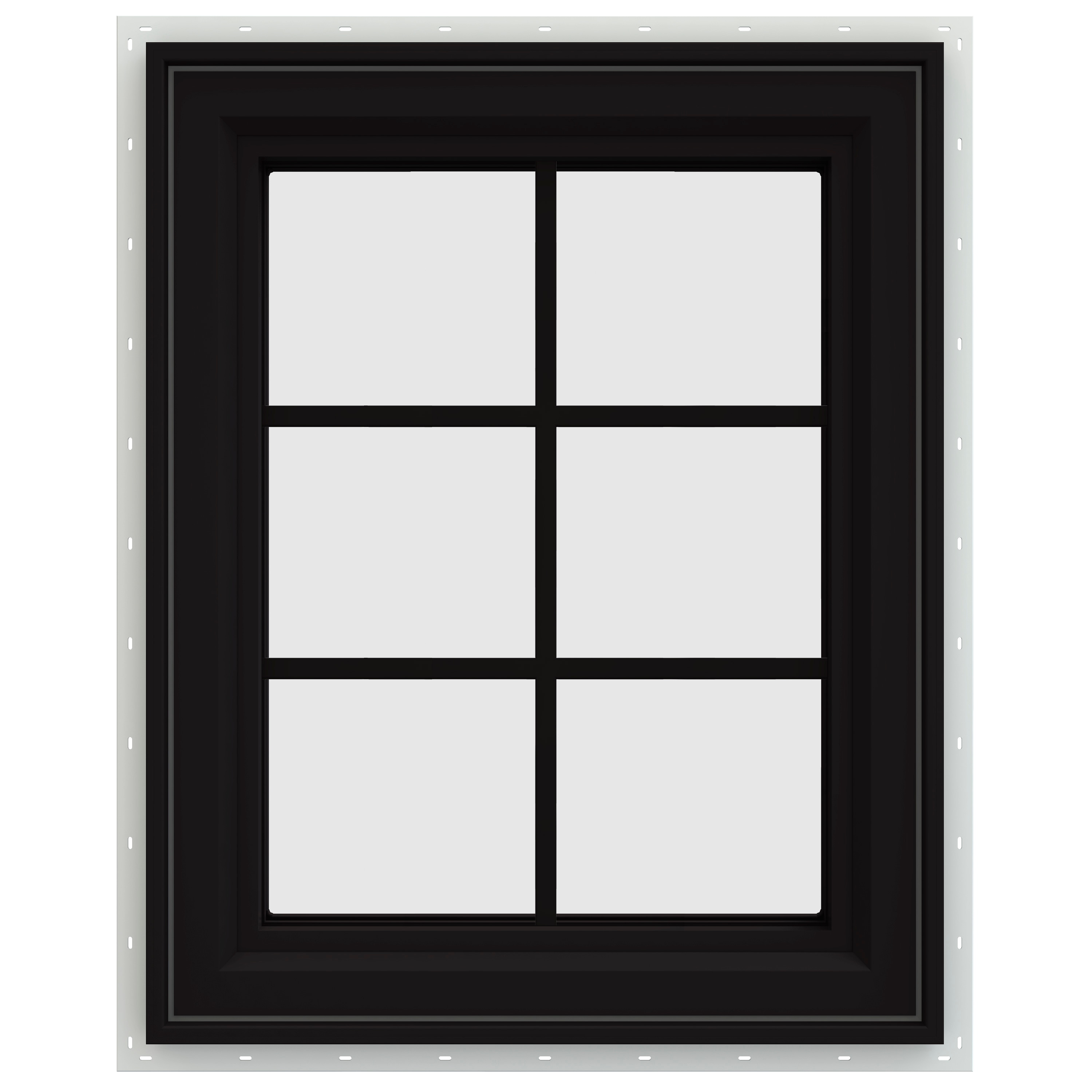 JELD-WEN LOWOLJW237600033 FiniShield V-4500 23-1/2-in x 29-1/2-in x Black Left-Handed Vinyl Casement Window Annealed Glass with Grids ( Full Screen Included )