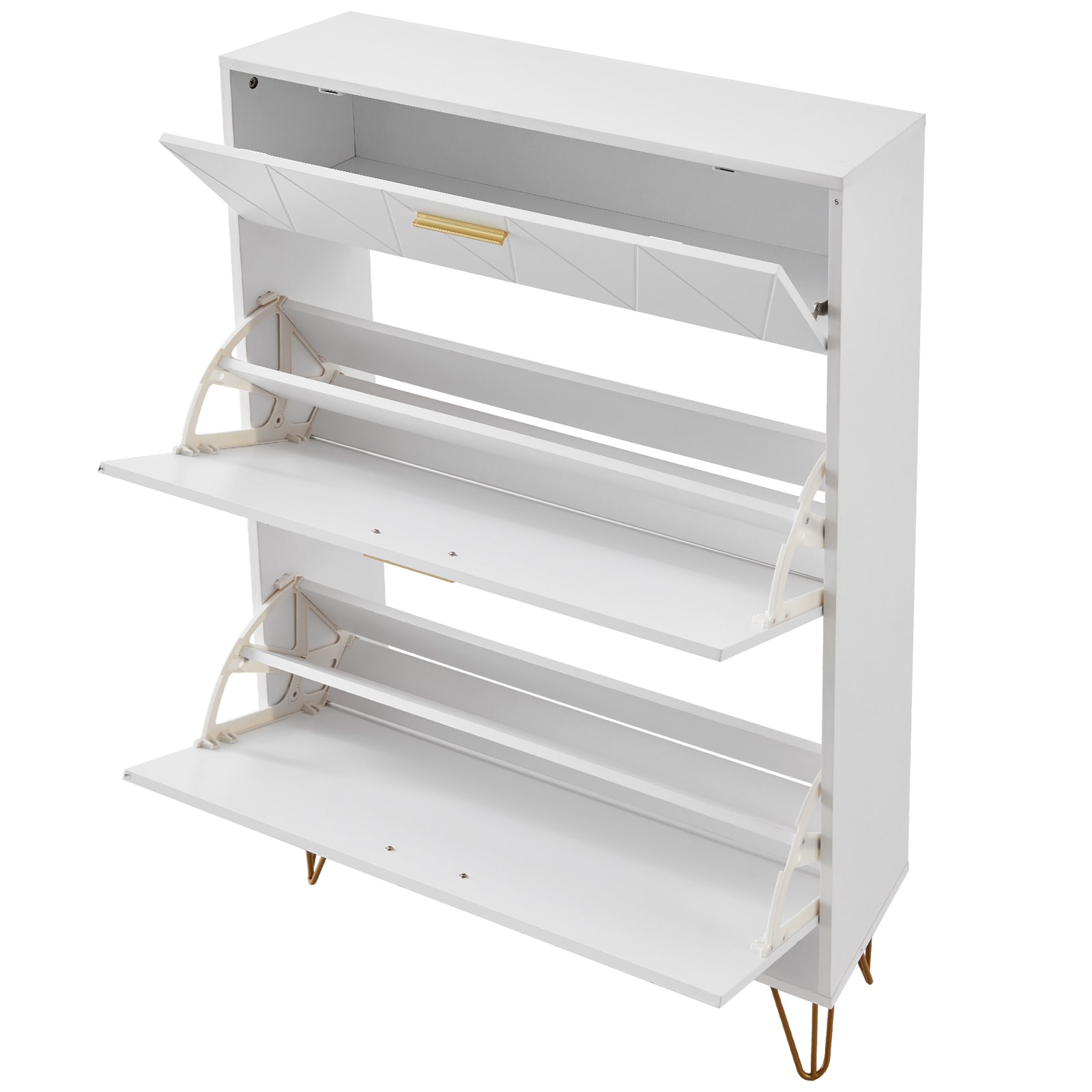 GIVIMO 3-Flip-Drawer Shoe Cabinet for Entryway - Freestanding Shoe Storage Organizer for Heels Boots Slippers - Hallway Living Room Shoe Rack with Anti-Tip Device - 150-lb Capacity White