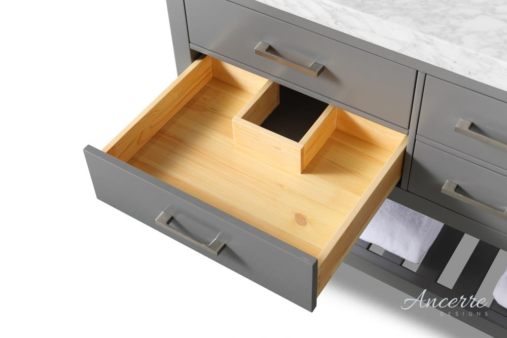 Elizabeth 60'' Sapphire Gray Double Vanity with Carrara Marble Top