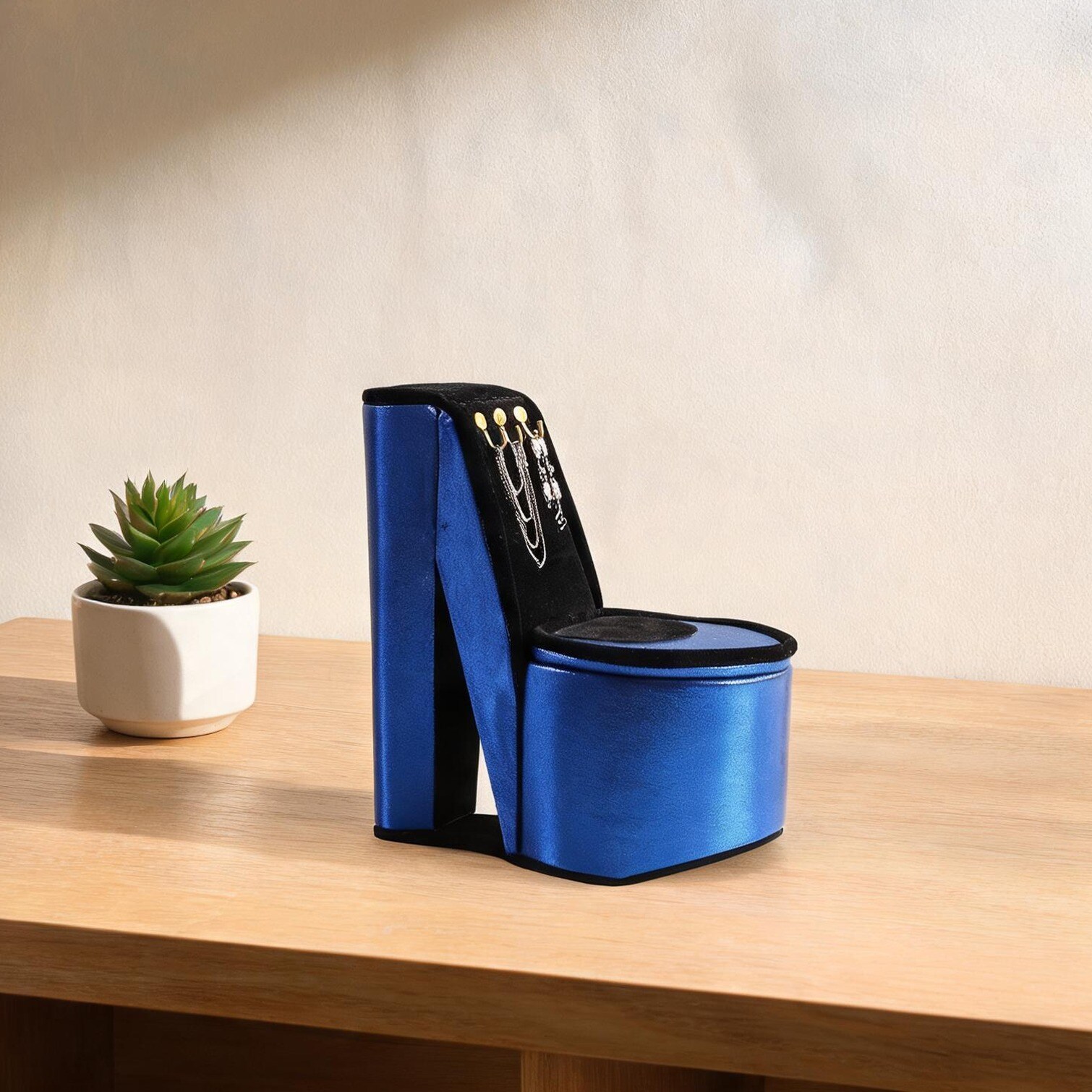 SunJet Velvet Upholstery Jewelry Storage combining 9-inch tall elegant storage and PU leather
