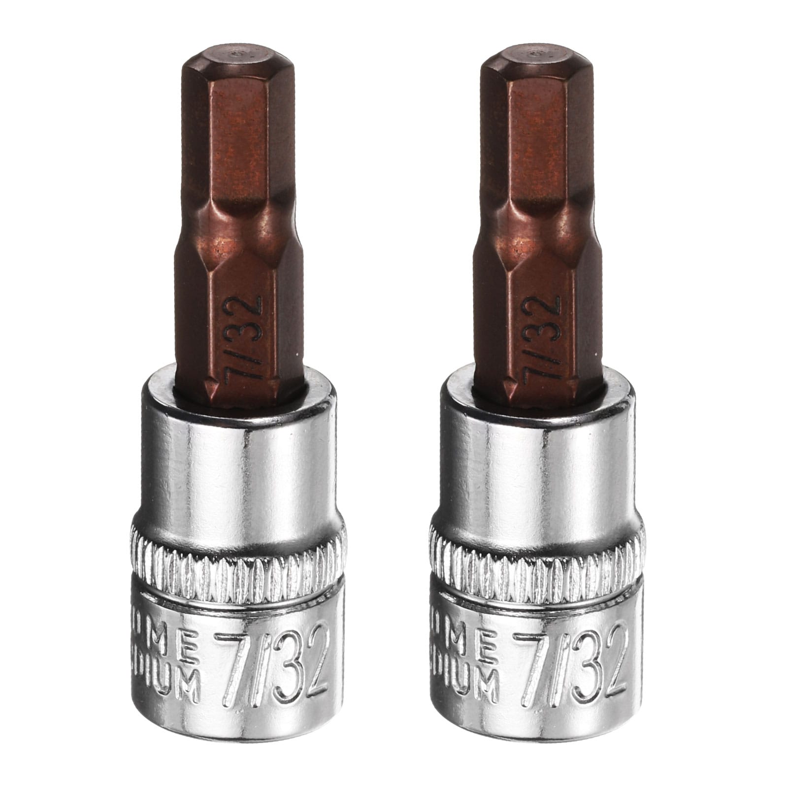 Harfington 2pcs 7/32-in Hex Bit Socket 1/4-in Square Drive SAE Extension Impact Bit Power Nut Driver Set S2 and CR-V Steel Socket Ratchet Wrench Bits