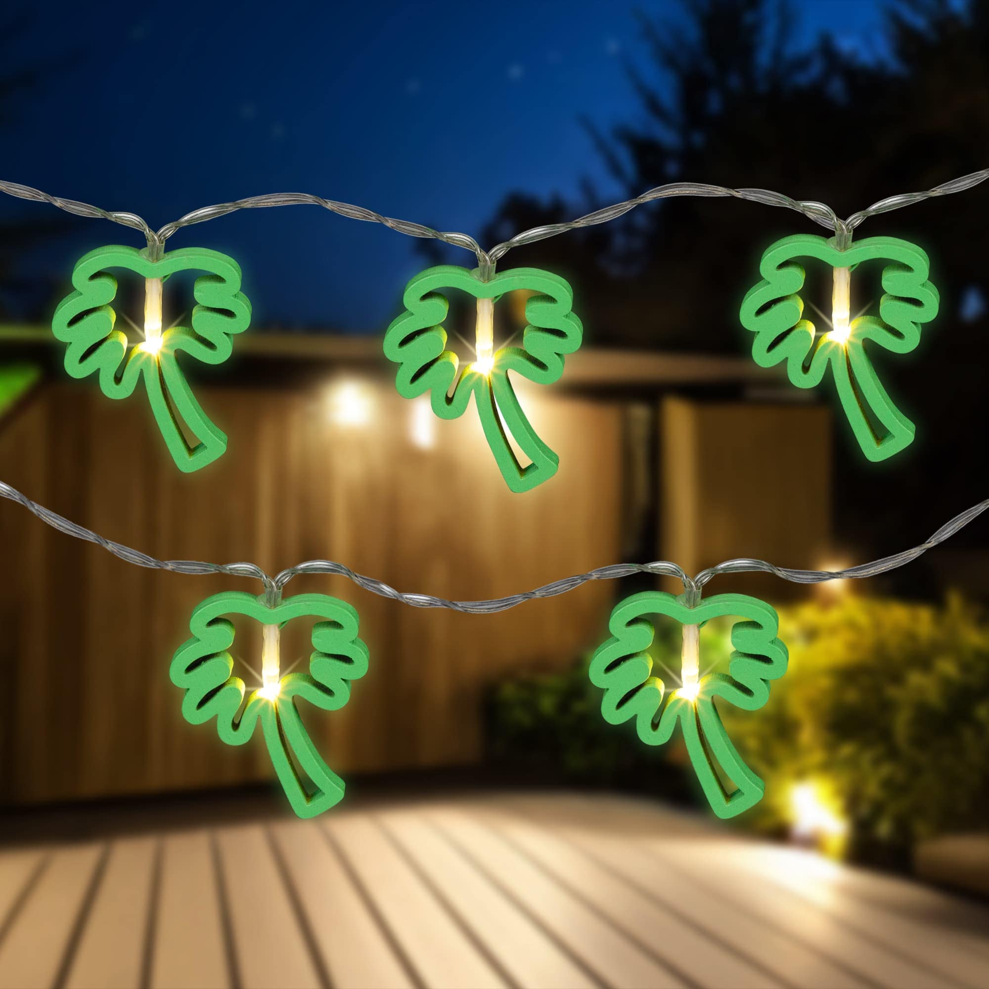 Northlight LED Palm Tree Patio Light Set - Green - 4 feet Clear Wire - 10ct