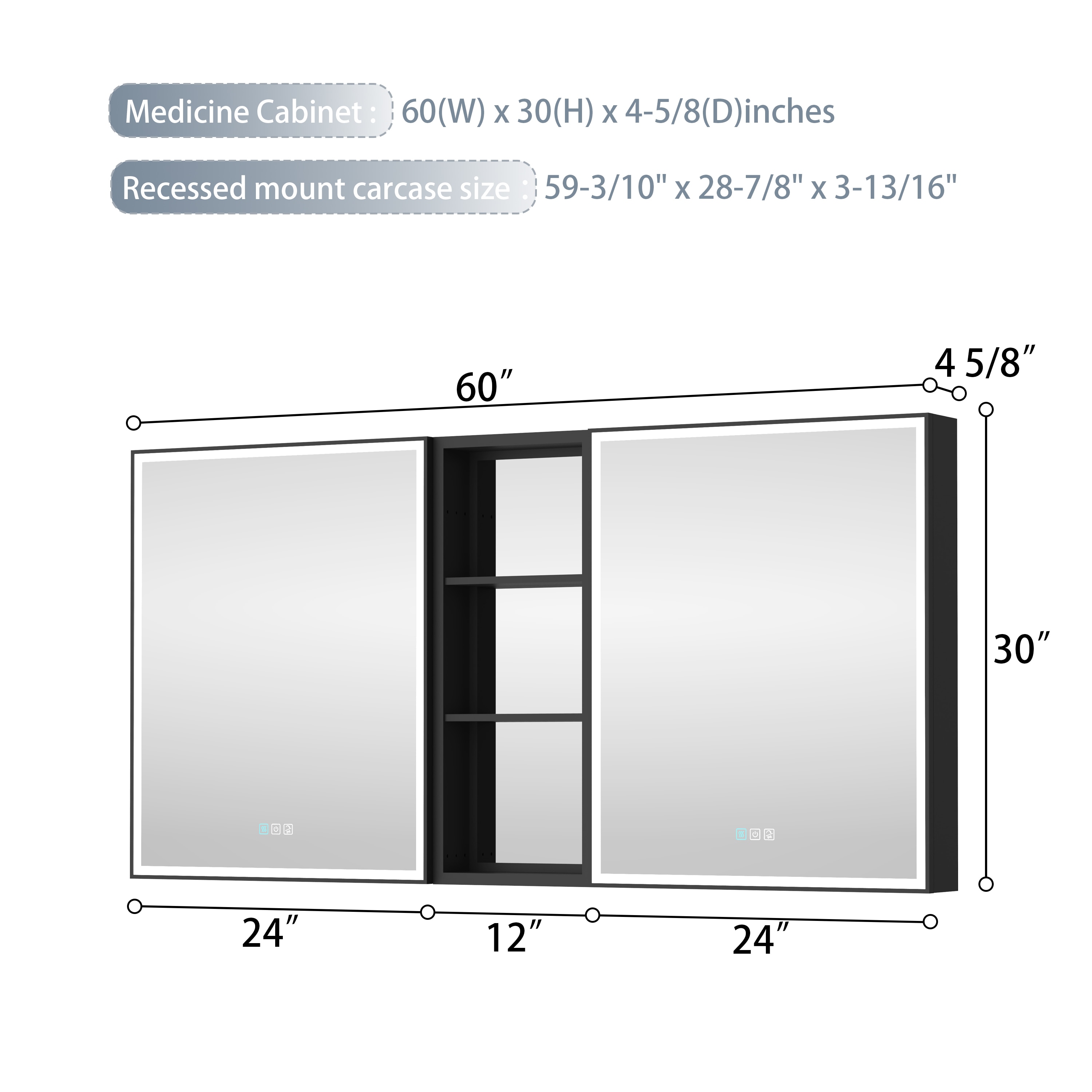 CALVON RC12-2430LR-MC Bathroom-Medicine-Cabinets - View #2
