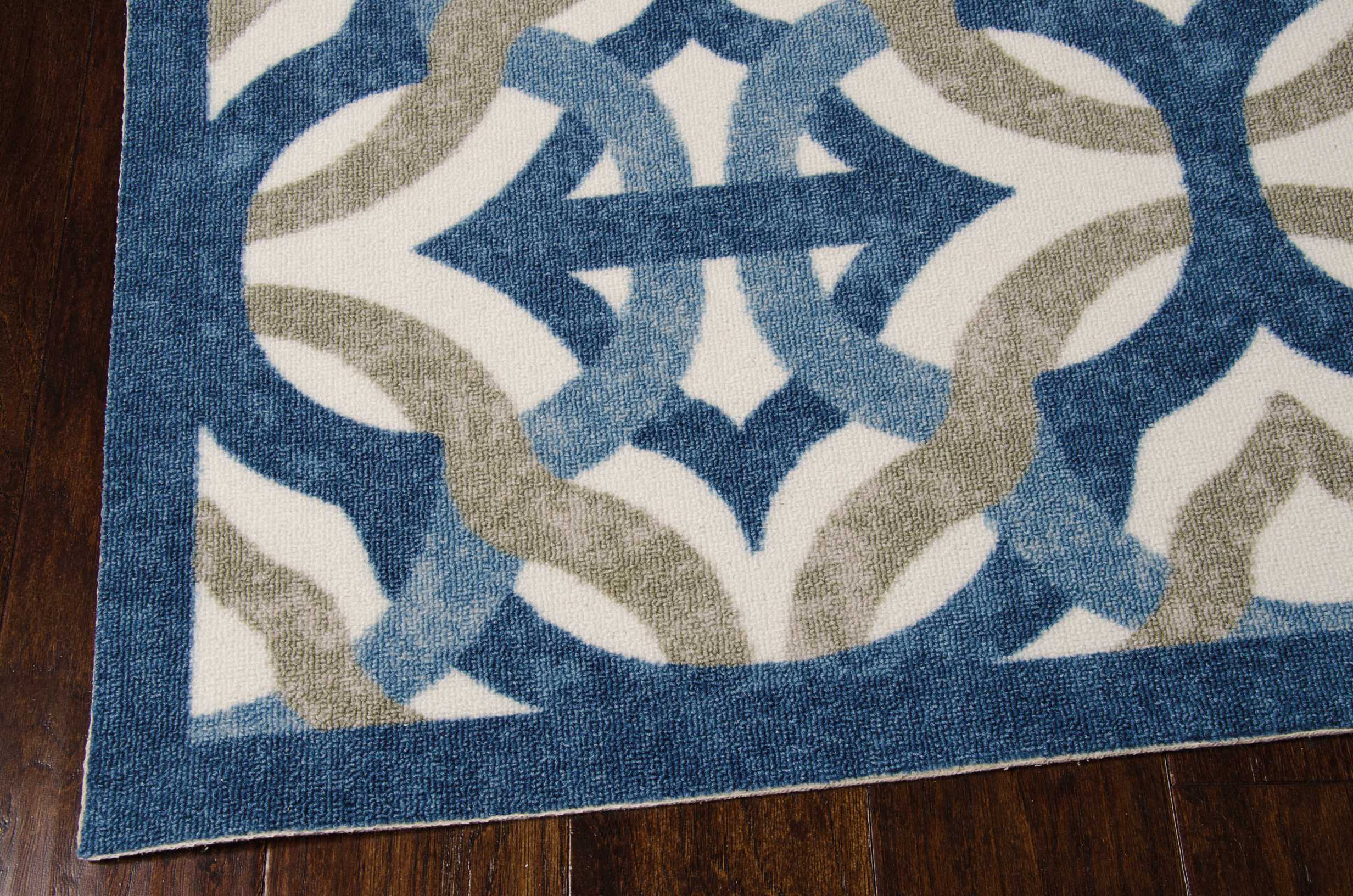 Celestial Blue and Taupe Tufted Synthetic 5' x 7' Area Rug