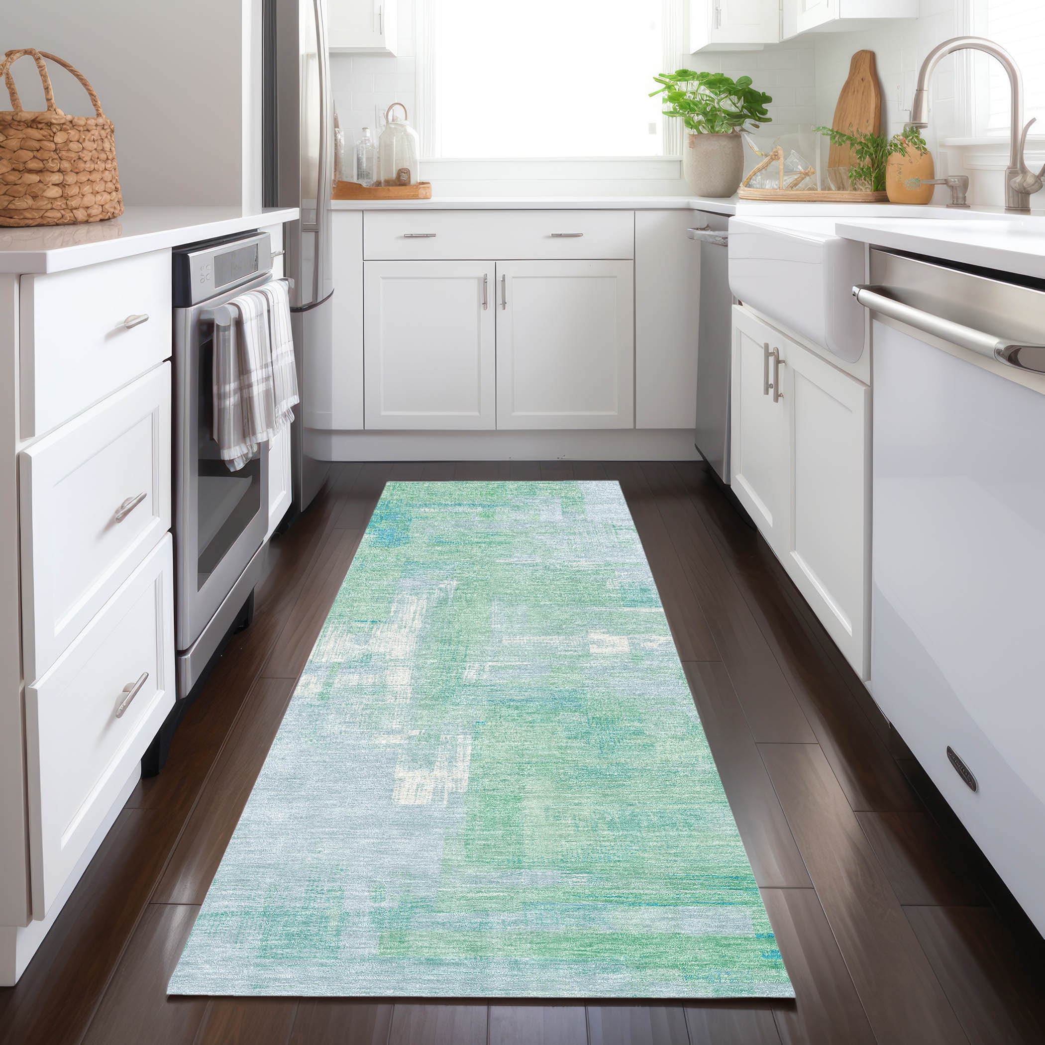 Addison Rugs ACN1343SK2X8 Chantille ACN1343SK 2 x 7 (ft) Polyester Sky Rectangular Indoor/Outdoor Geometric Machine washable Runner rug