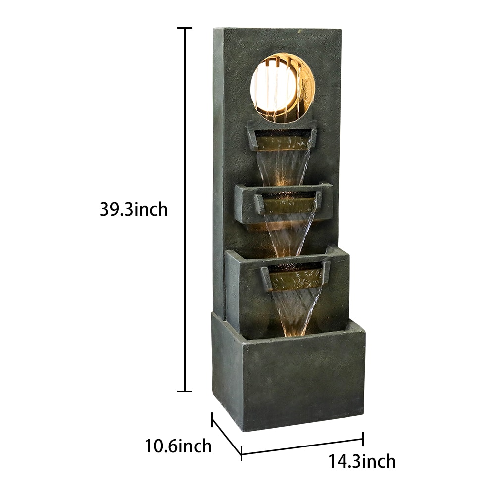 Watnature 39.3-in H Resin Tiered Outdoor Fountain Pump Included in the ...