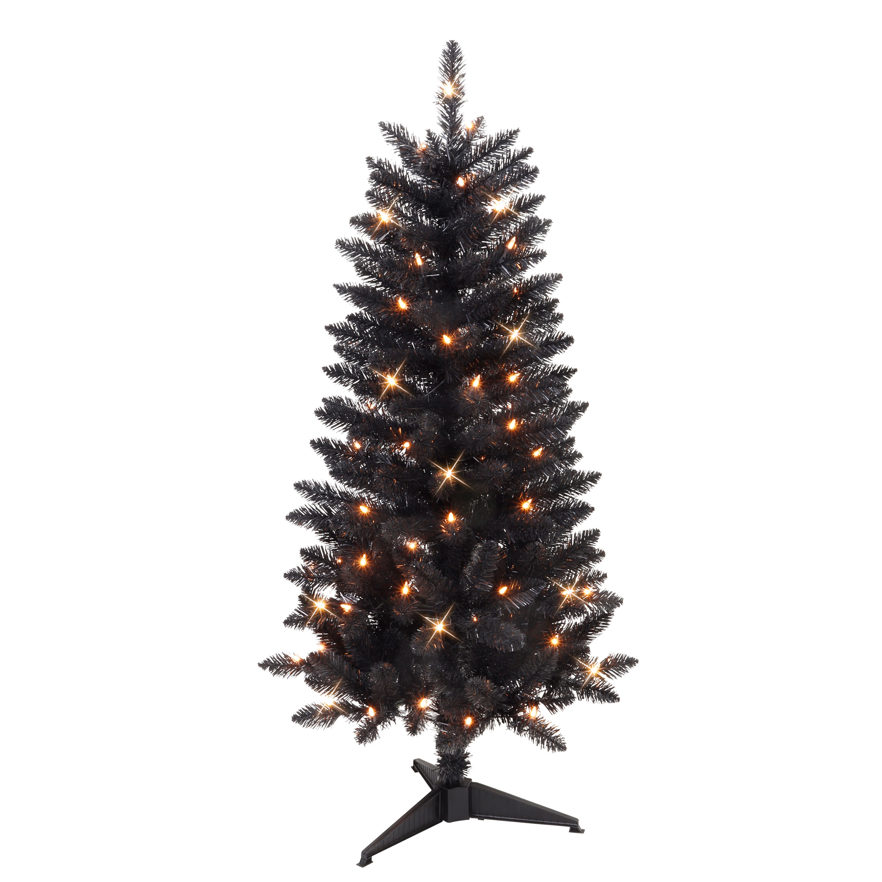 Puleo International BK-CPA-40C07 48-in Pre-Lit Black Pine Christmas Tree with Clear Incandescent Lights