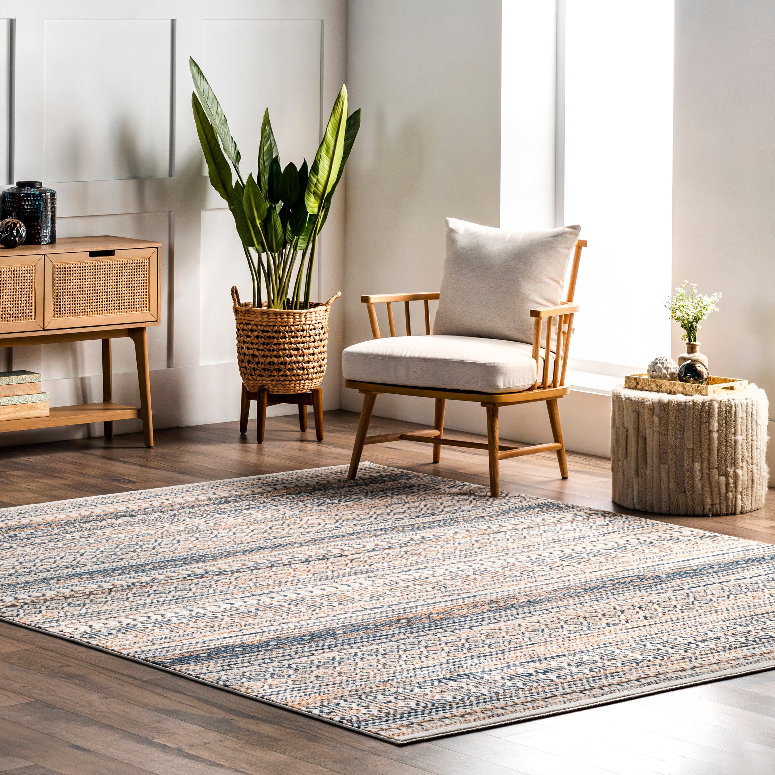 nuLOOM ECRK26A-406 Creek 4 x 6 (ft) Loomed Polypropylene Beige Rectangular Indoor Geometric Area rug