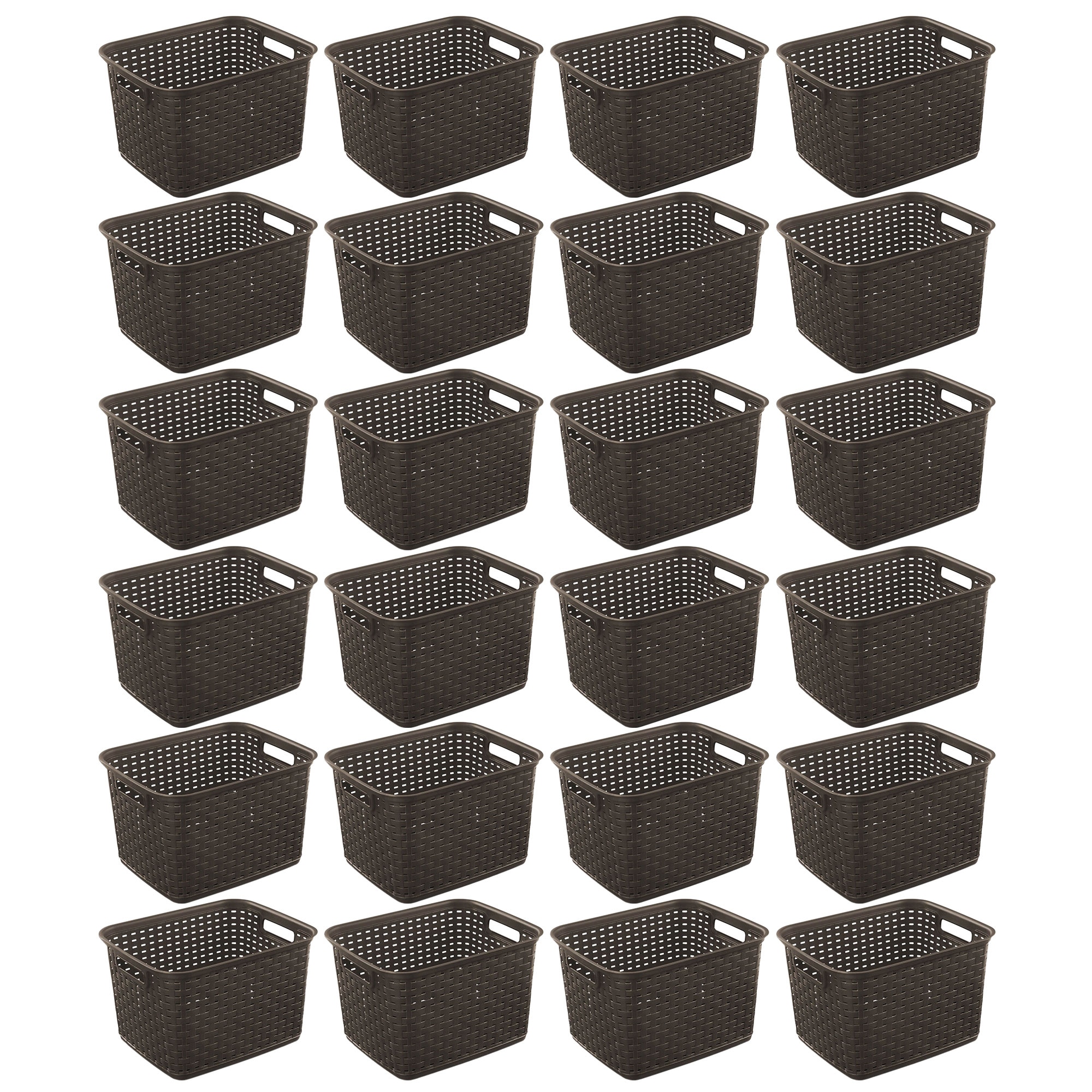 Sterilite Short Weave Wicker Pattern Storage Container Basket, Gray (6 Pack)