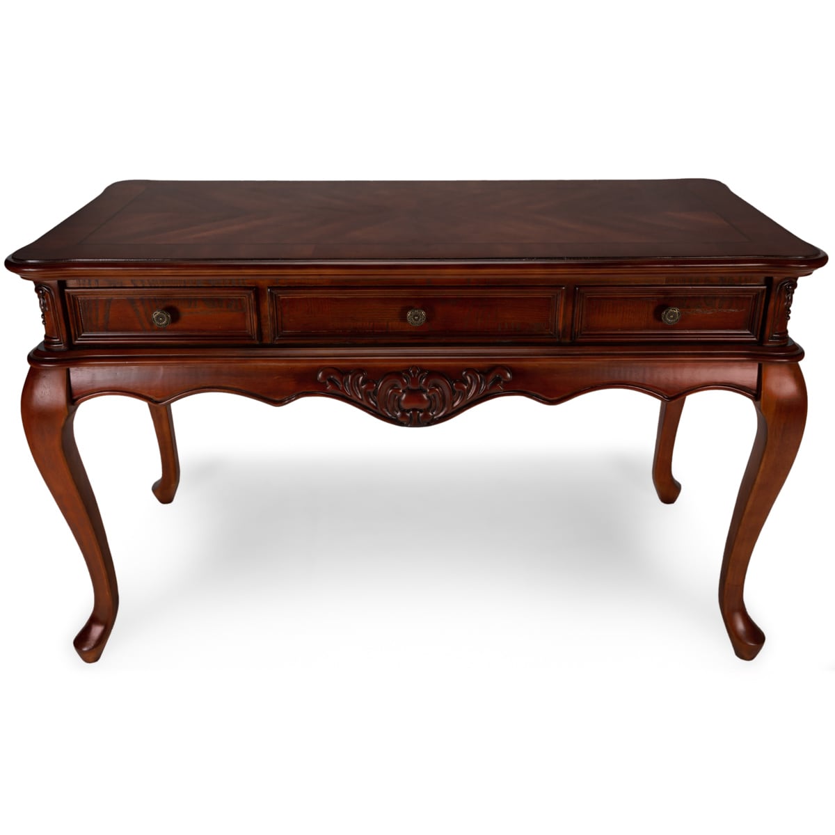 Cherry Birch Wood Executive Desk with Drawers
