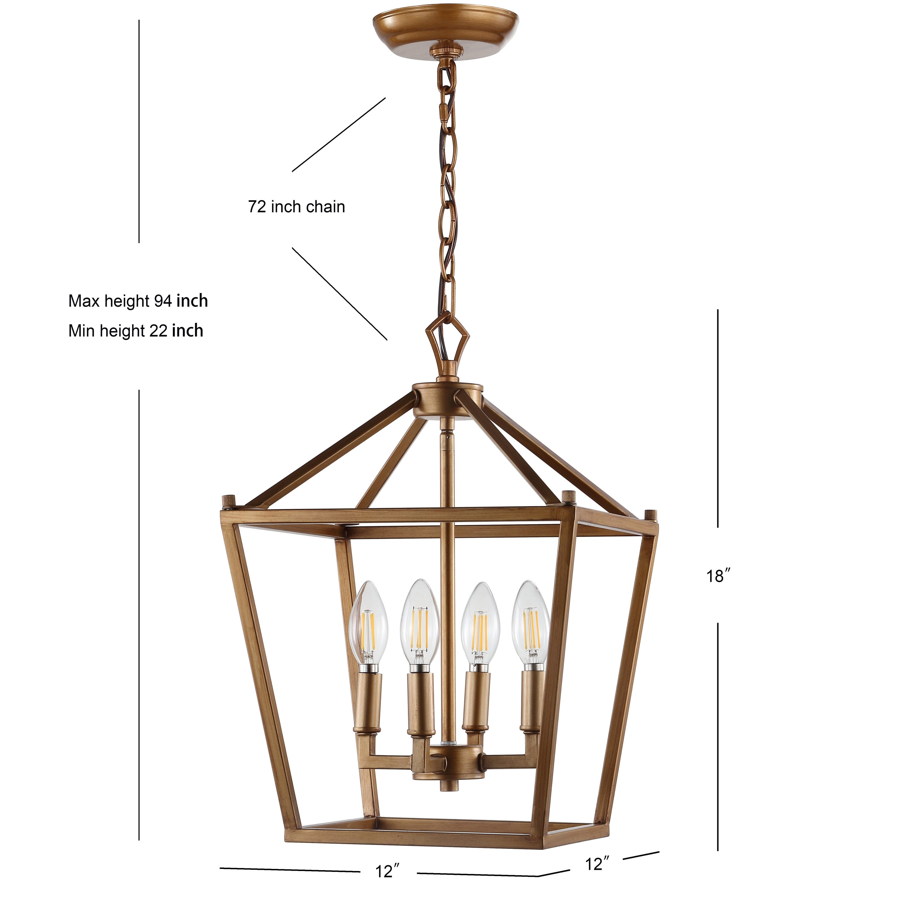 JONATHAN Y Pagoda Traditional Transitional 4-Light Antique Gold ...