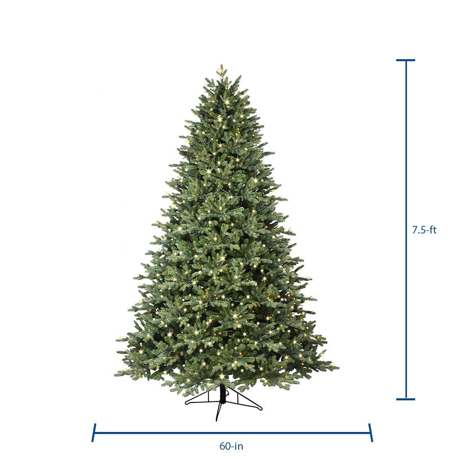 GE 7.5-ft Aspen Fir Pre-lit Traditional Artificial Christmas Tree with ...