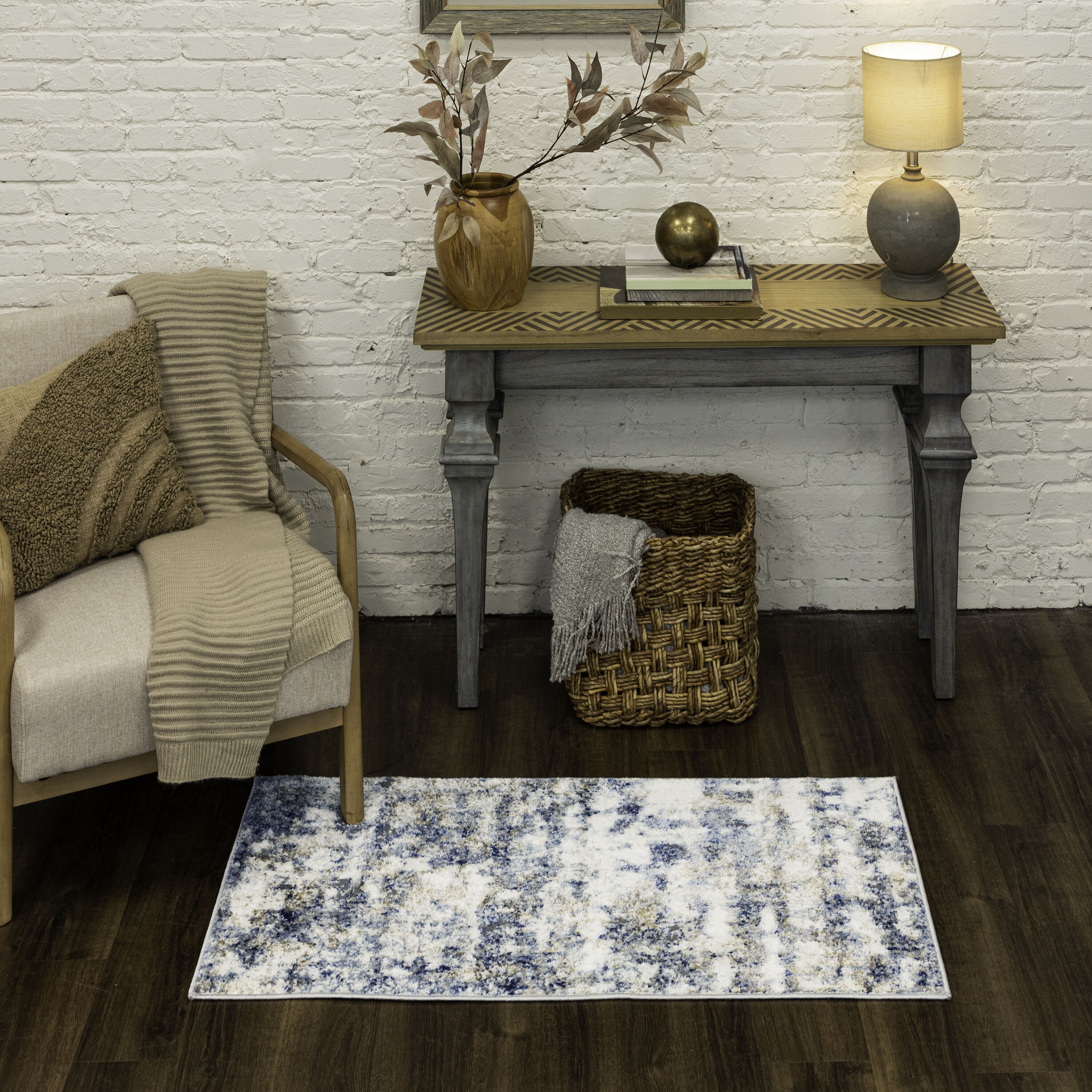 allen + roth R1250 103 235048 2 x 3 (ft) Polyester Blue Rectangular Indoor Area rug
