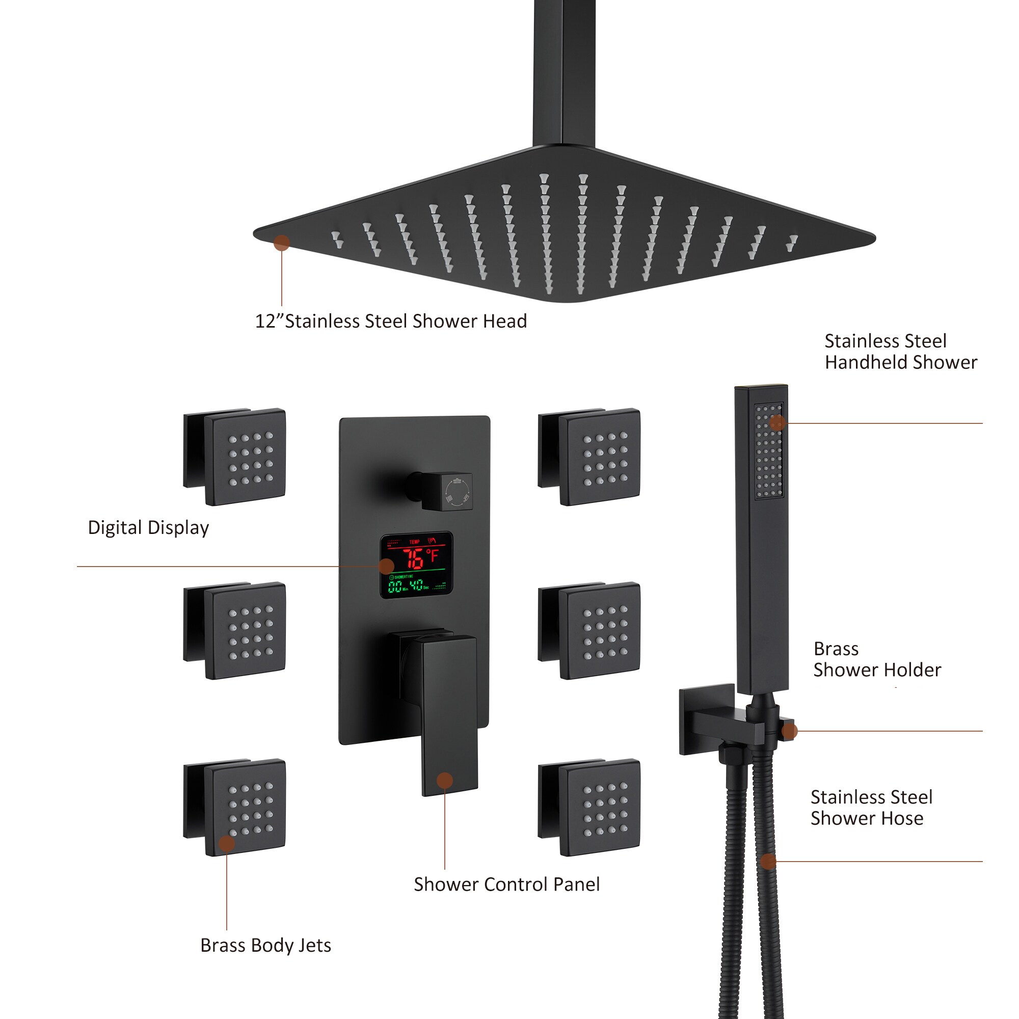 Clihome DG-SS806ORB16 Showerhead-Bar-Panels - View #9