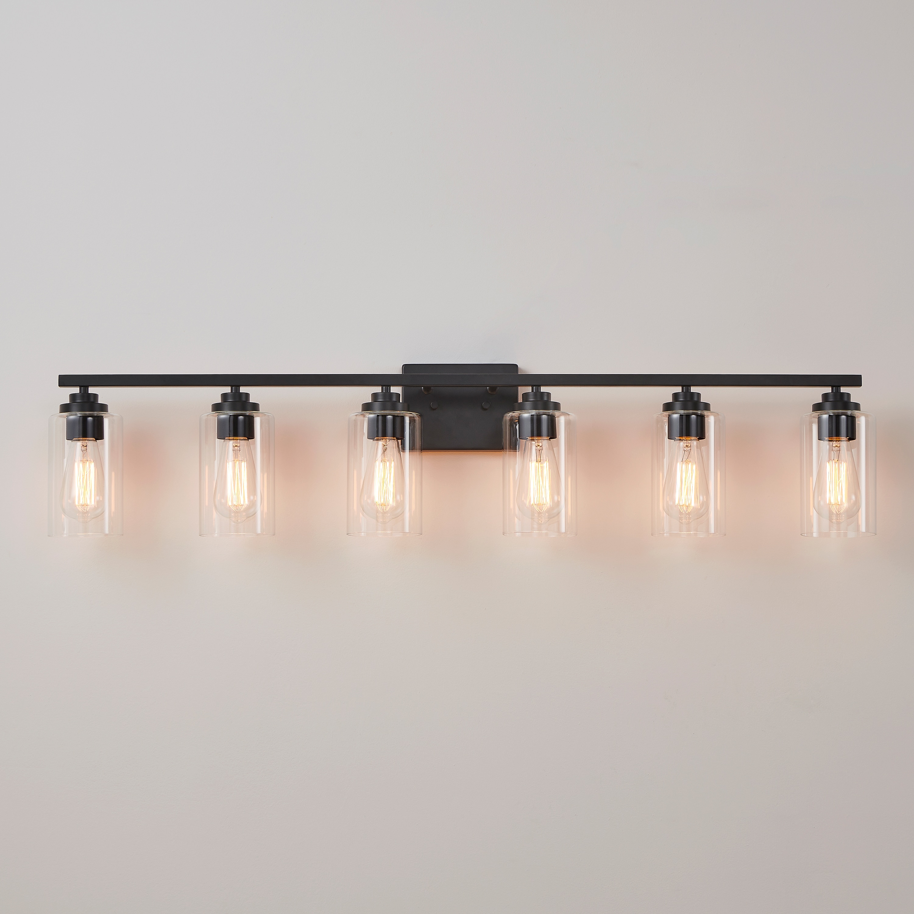 KAWOTI 21335 Nolan 43-in 6 -Light Matte Black Transitional Vanity light