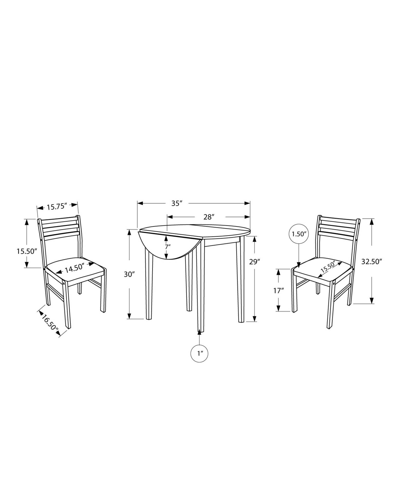 Monarch Specialties I 1008 Dining-Sets - View #5