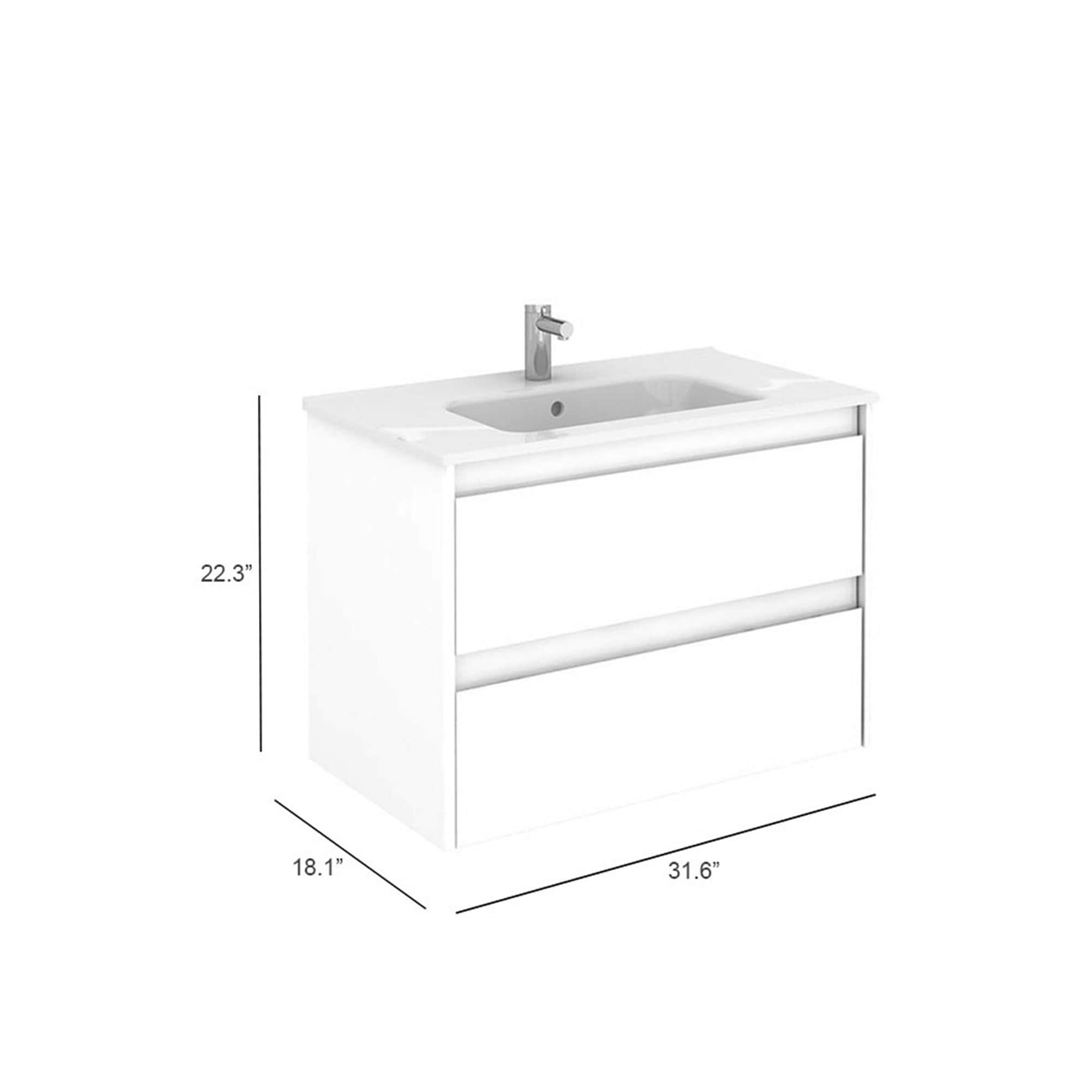 WS Bath Collections Ambra 32-in Gloss White Single Sink Floating ...