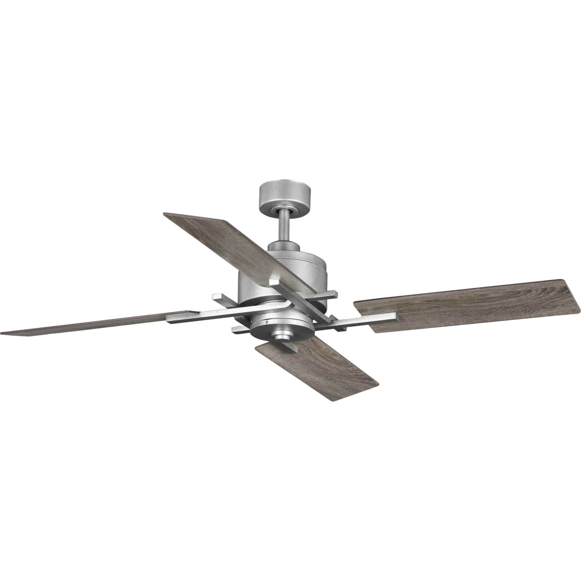 Progress Lighting P250024-141 Bedwin 56-in Galvanized Finish with Grey Weathered Wood/Driftwood Blades Ceiling Fan Light Kit Compatible - Remote Included ( 4 -Blade )