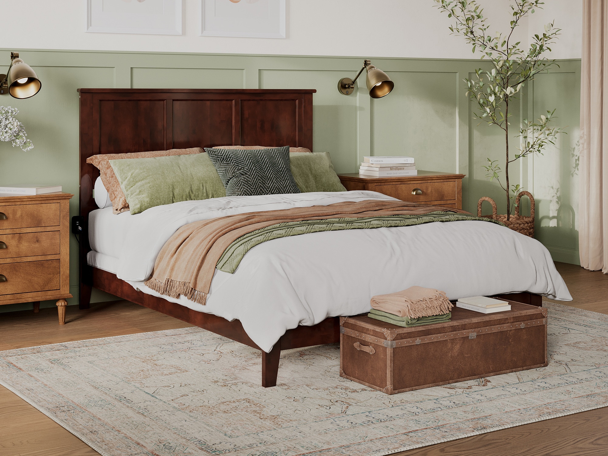 AFI Furnishings AR8641034 Madison Walnut Queen Wood Bed frame Bed