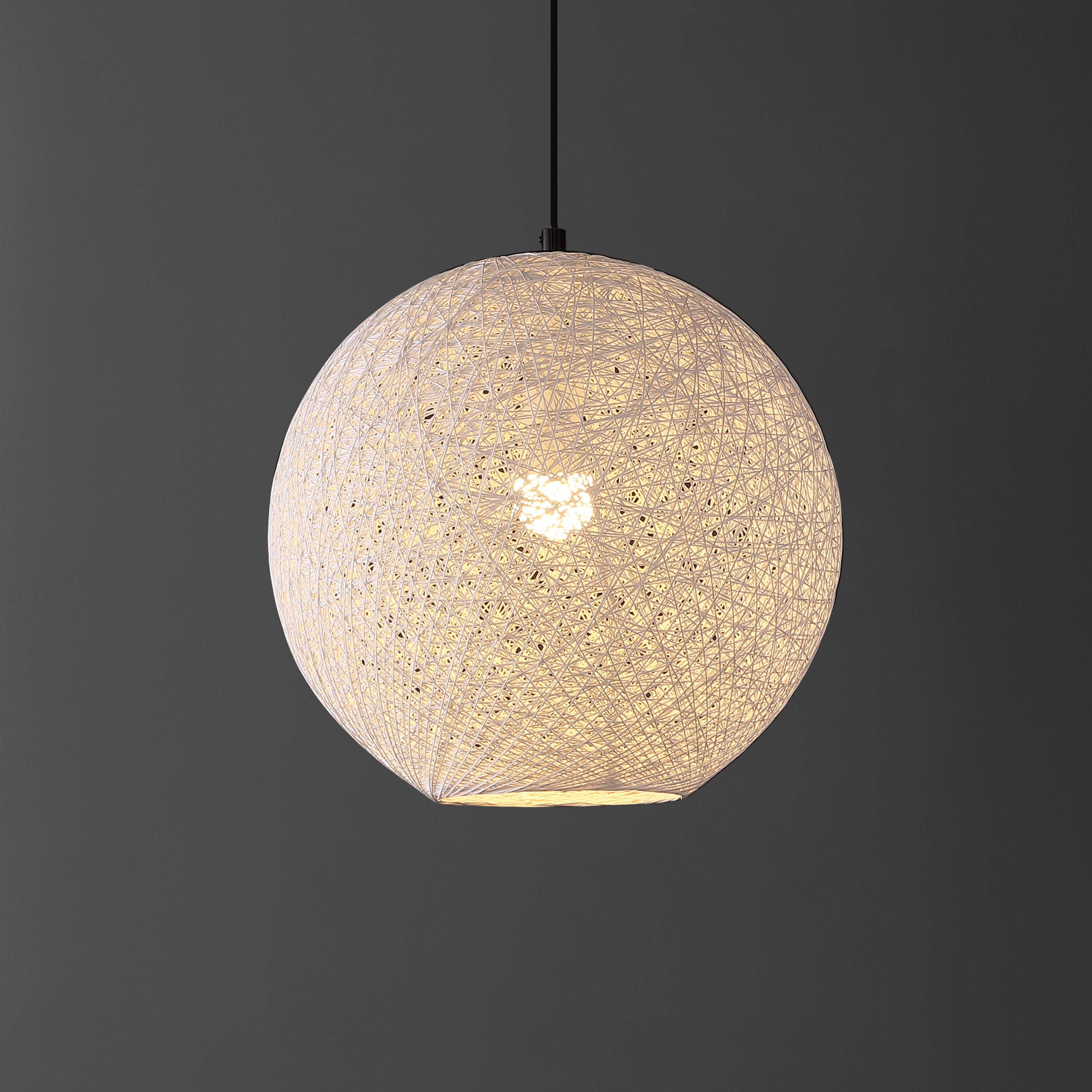 Lacey 16" White Bohemian Globe LED Pendant Light