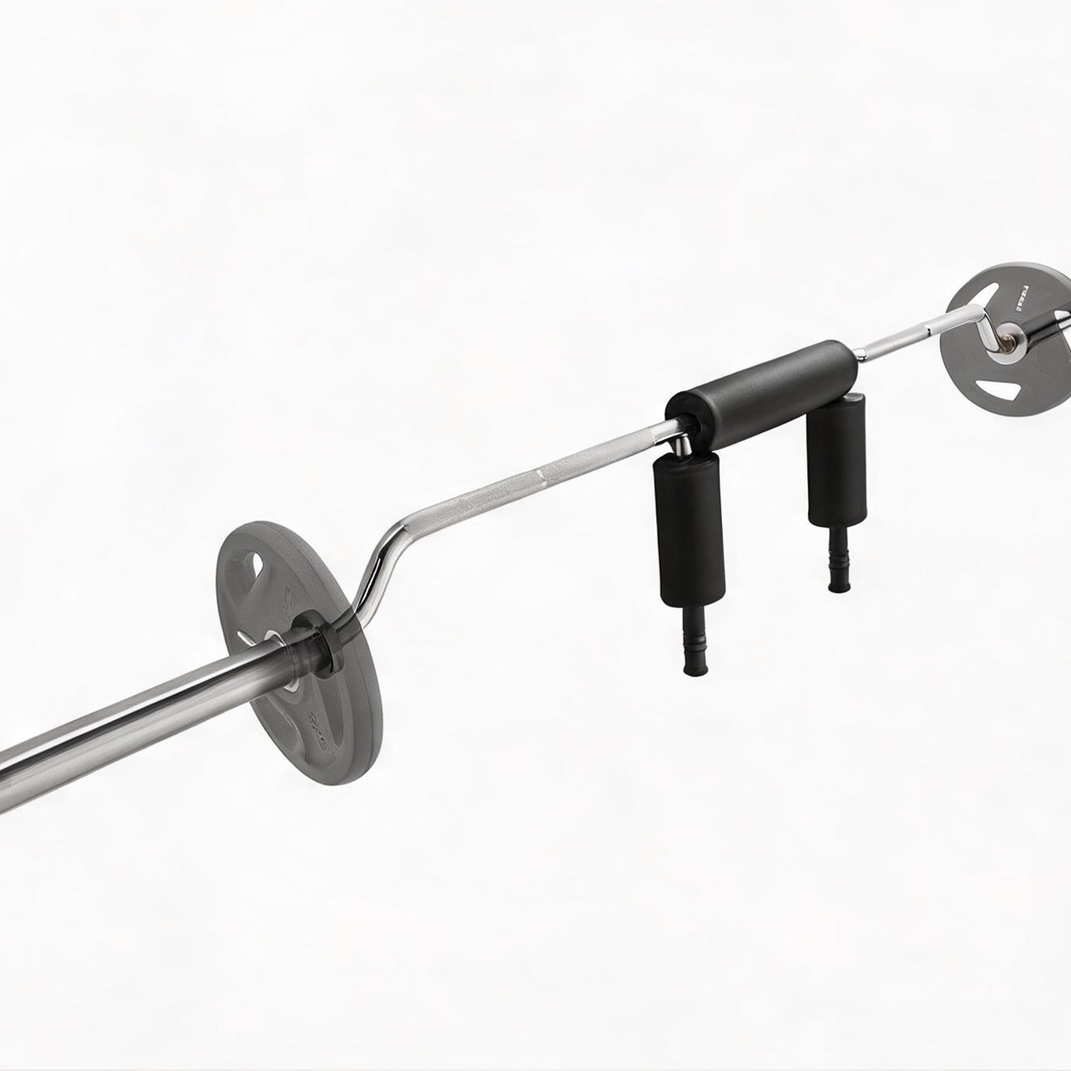 Naturefalls - Polished silver steel safety squat bar with 700 lb capacity and padded shoulder sup...
