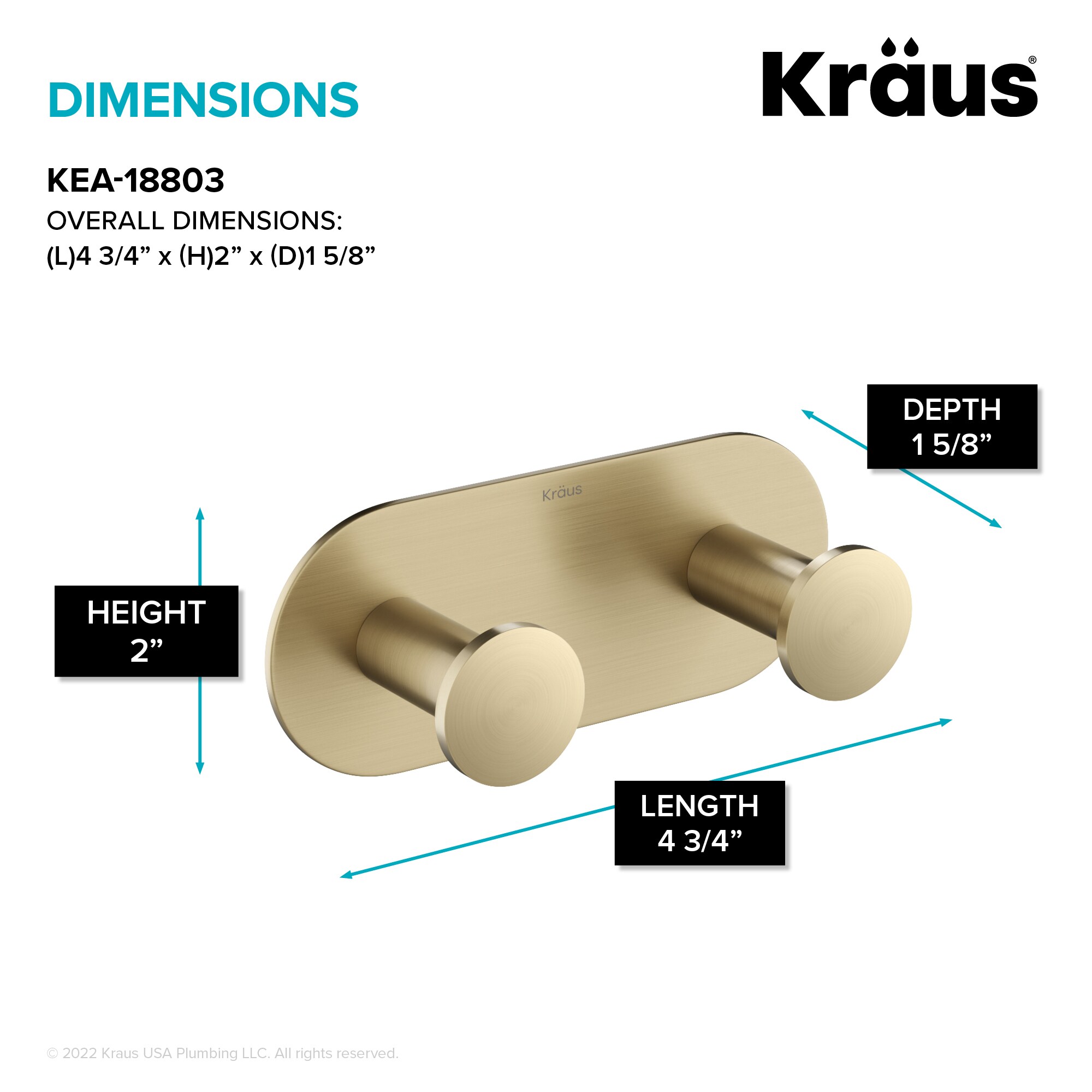 Kraus KEA-18803BG Robe-Hooks - View #4