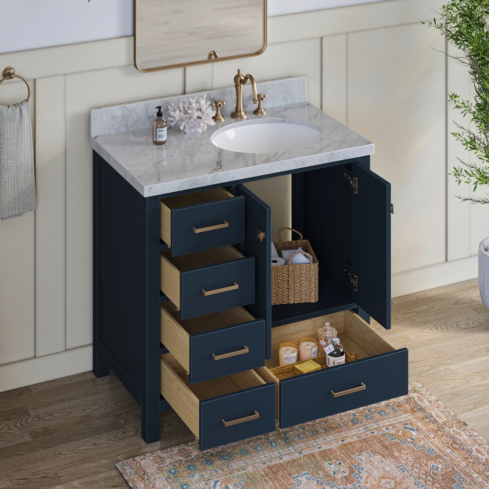 ARIEL Cambridge 37-in Midnight Blue Undermount Single Sink Bathroom ...