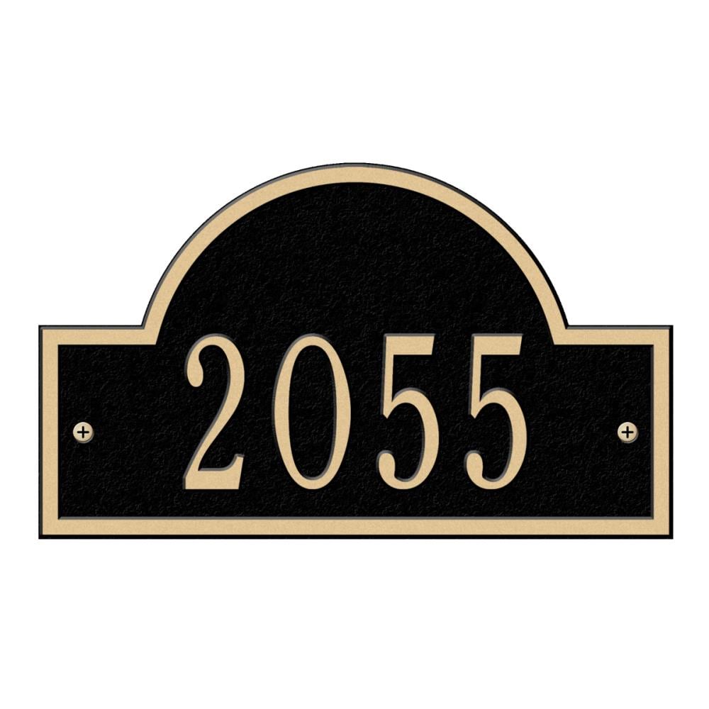 Whitehall 1007BG 4-3/4-in H x 8-in W Black/Gold Aluminum Address plaque