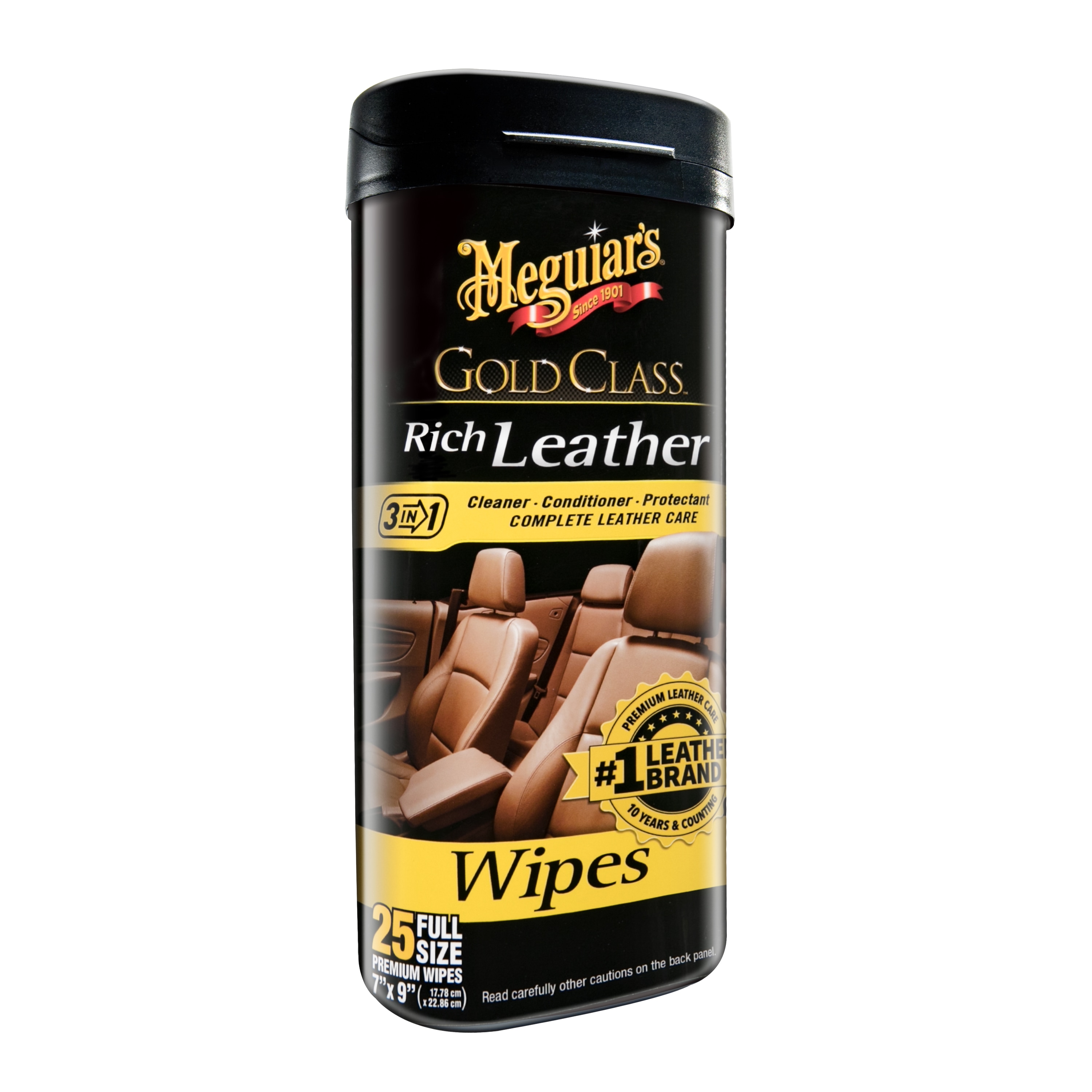 Meguiar's Gold Class Rich Leather Wipes - 25 premium wipes