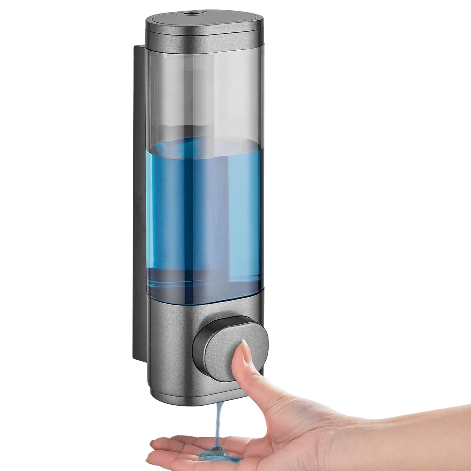 Yichuhaoxi  Shower Soap Dispenser 1 Chamber Wall Mounted ABS Material Lockable Pump for Bathroom Shampoo Conditioner Body Wash 300ML Gungrey